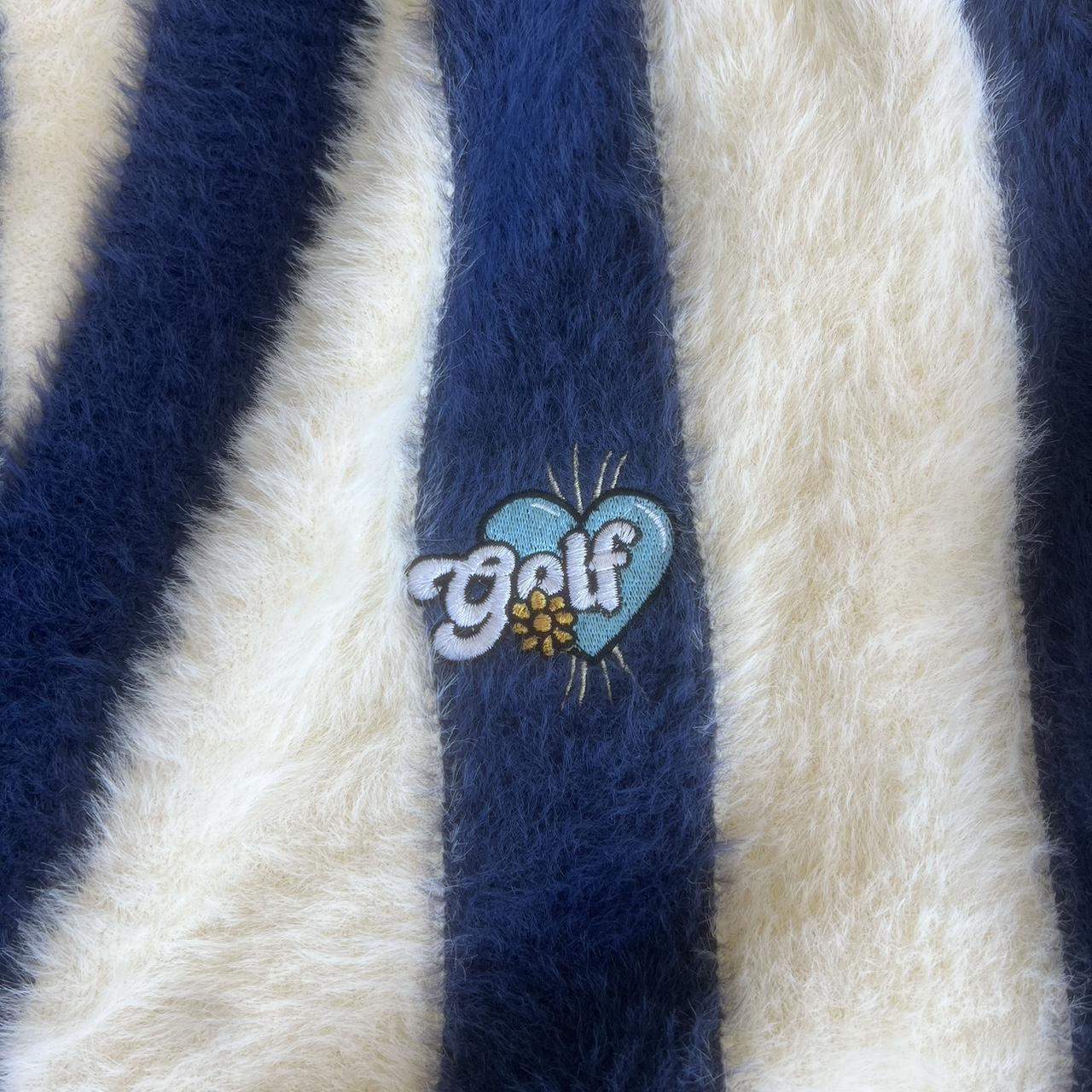 トップス STRIPED MOHAIR CARDIGAN by GOLF WANG Golf Wang Blue/White Mohair Cardigan! | Depop