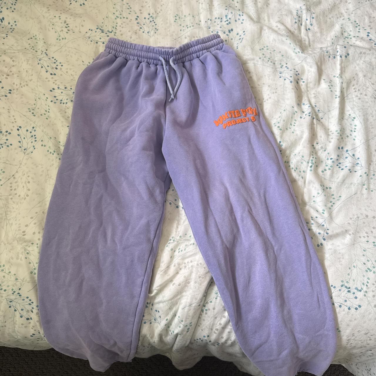 WHITE FOX - Purple trackies with orange writing | Depop