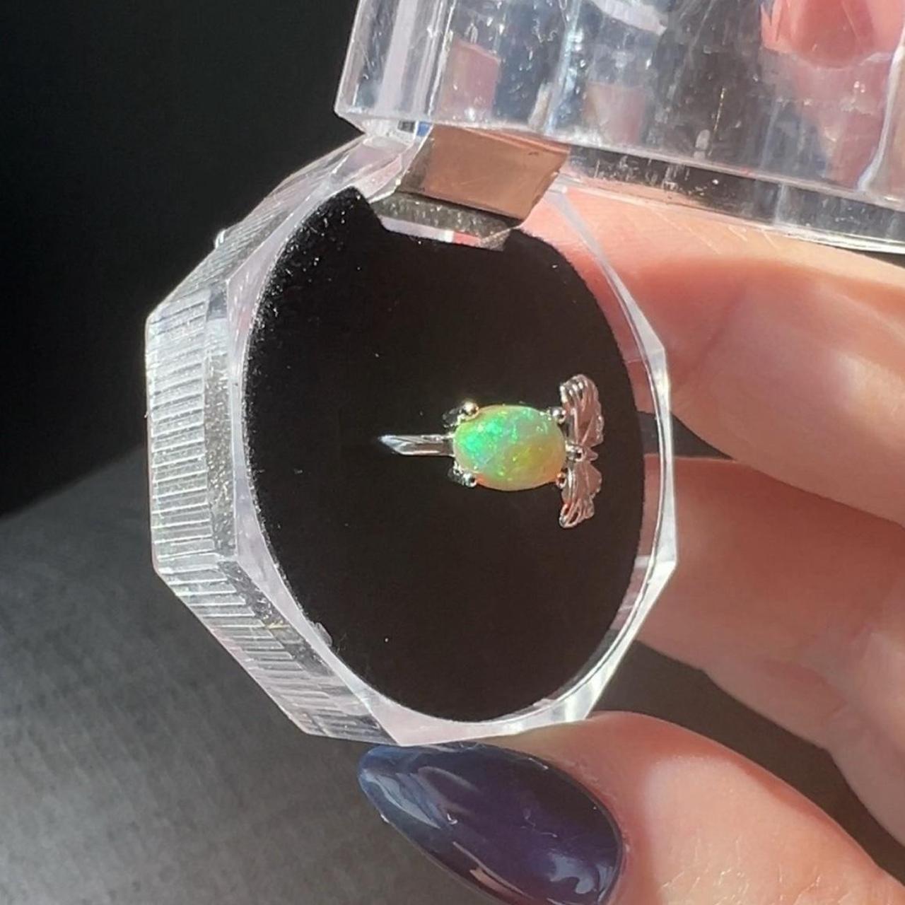 Women's Ring - Silver/Multi – Elegant opal ring w… - image 3