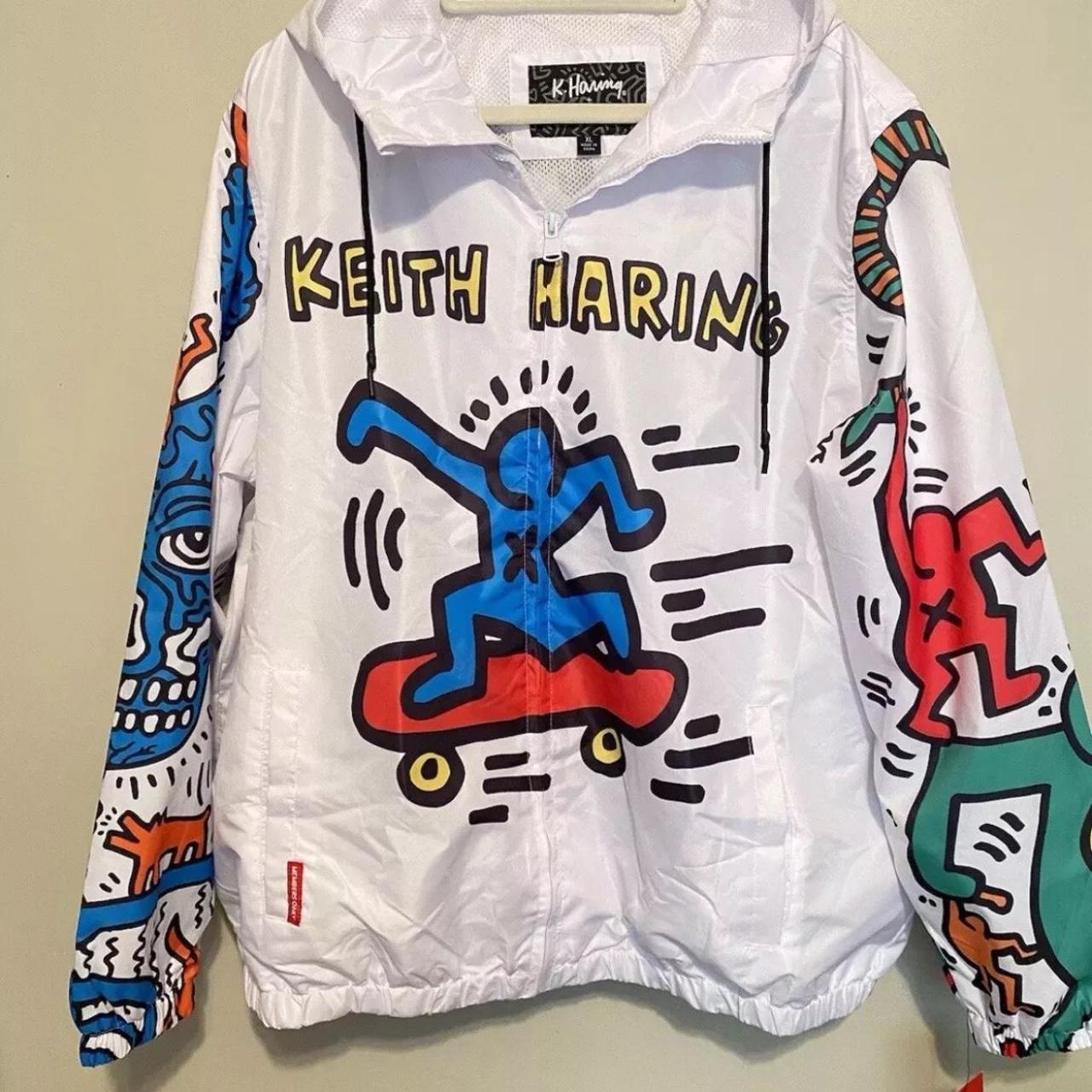 NWT Keith Haring x Members Only Windbreaker with Hood top Size Small