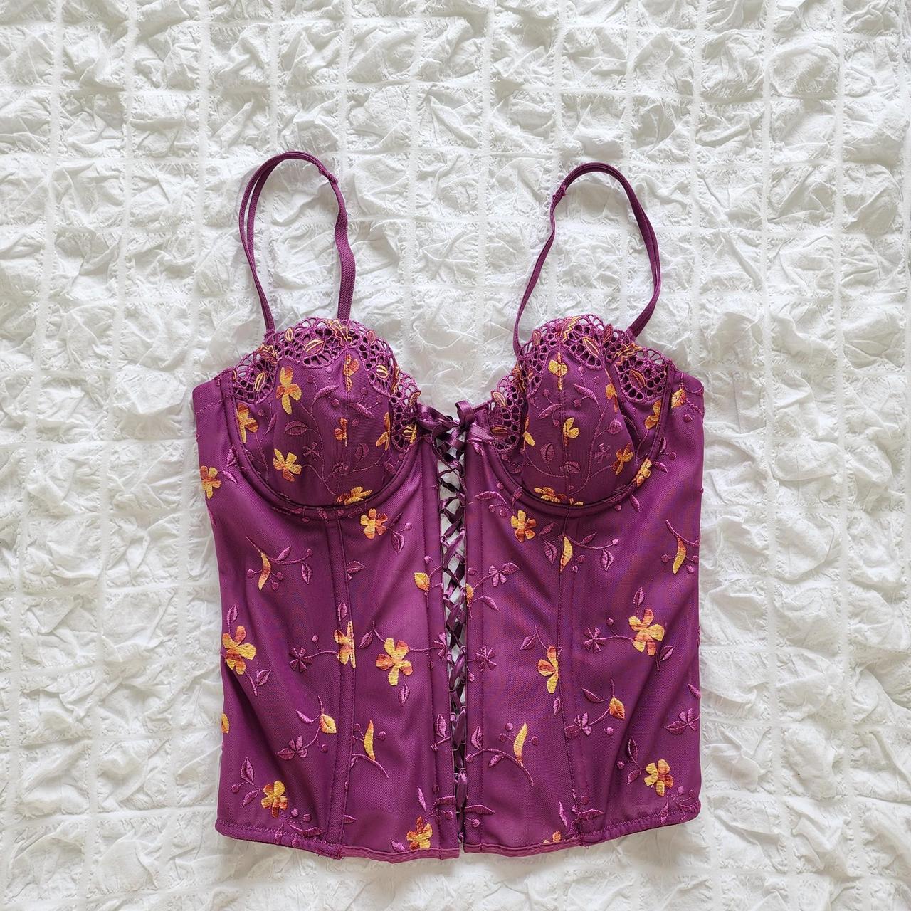 Store purple tafetta laced bustier corset top