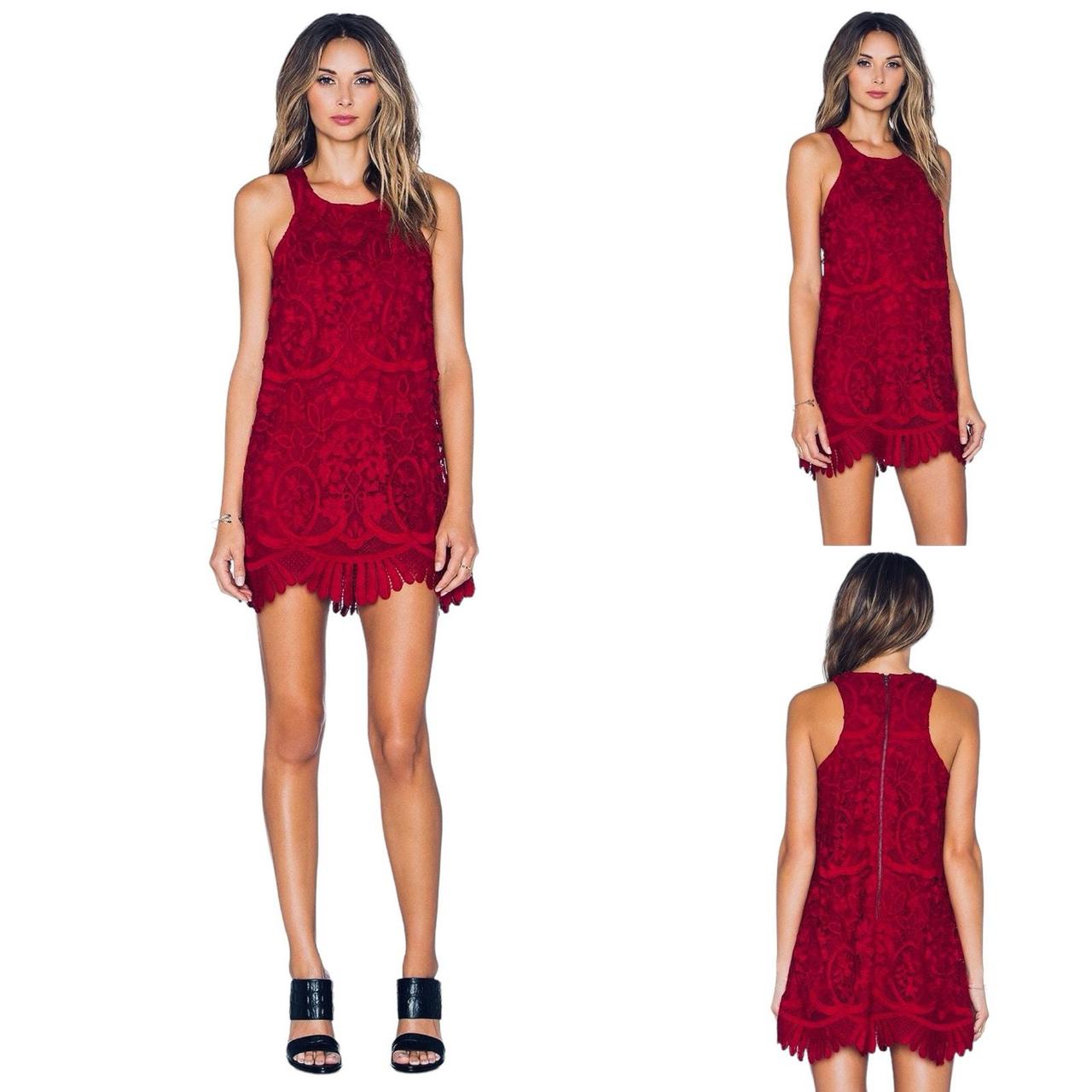 Offers Lovers + Friends Womens Caspian Shift Dress Size Small S Red Lace Party Dress