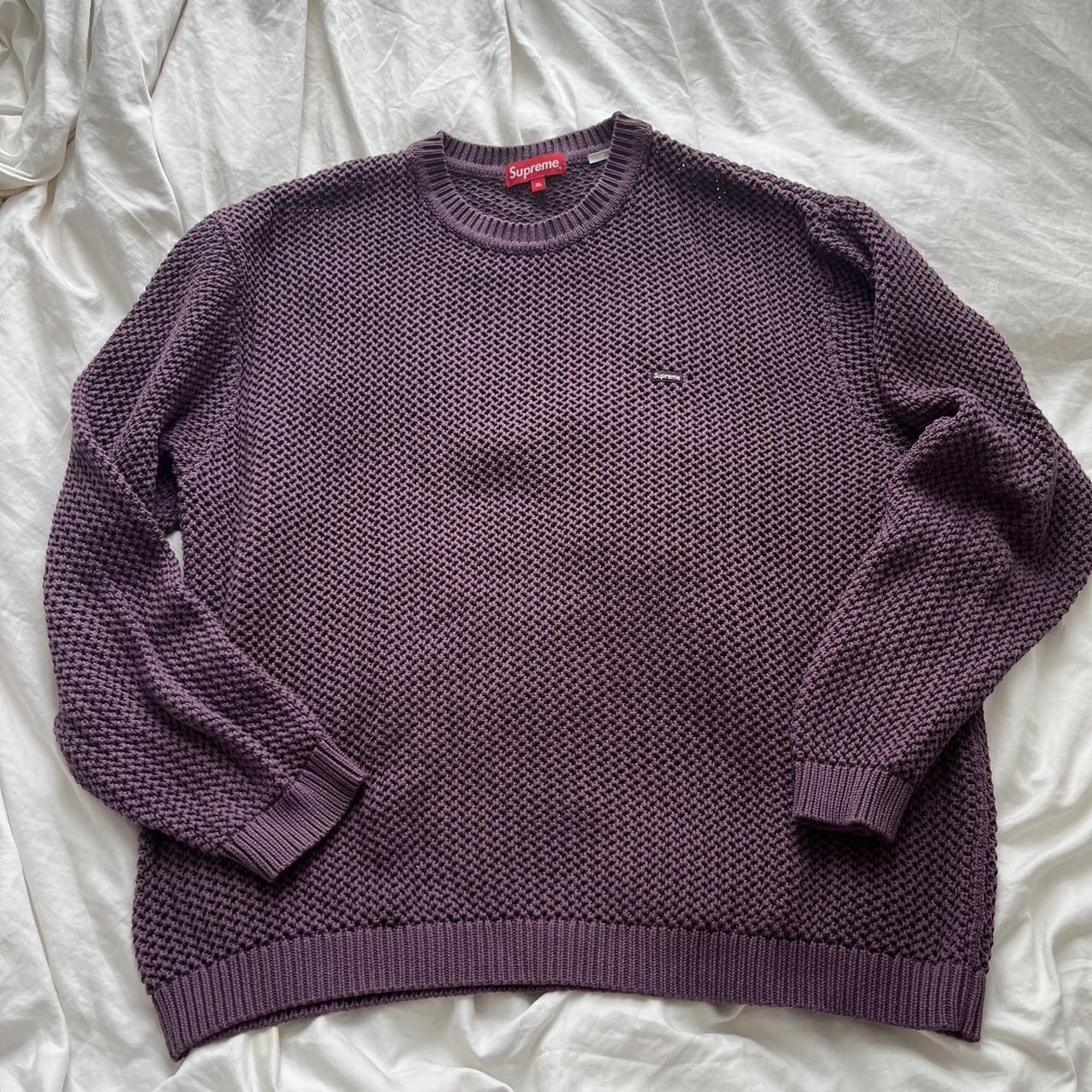 Supreme Open Knit Sweater Light Purple Size... - Depop