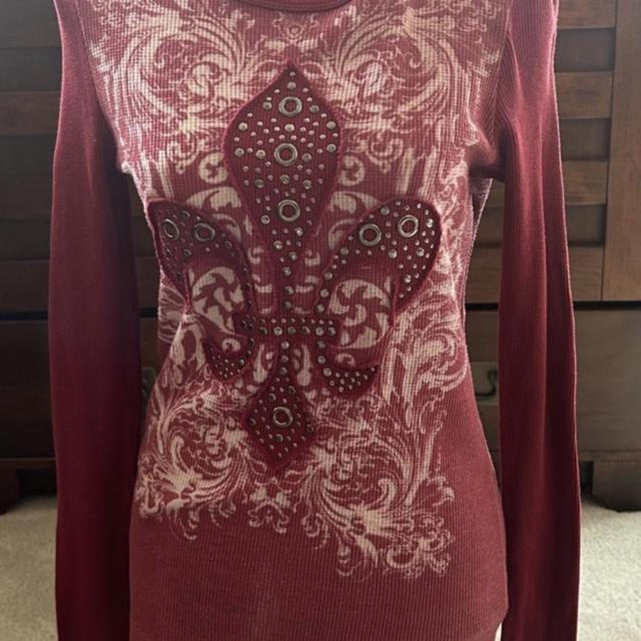 Vocal shirt polyester red long sleeve with white... - Depop