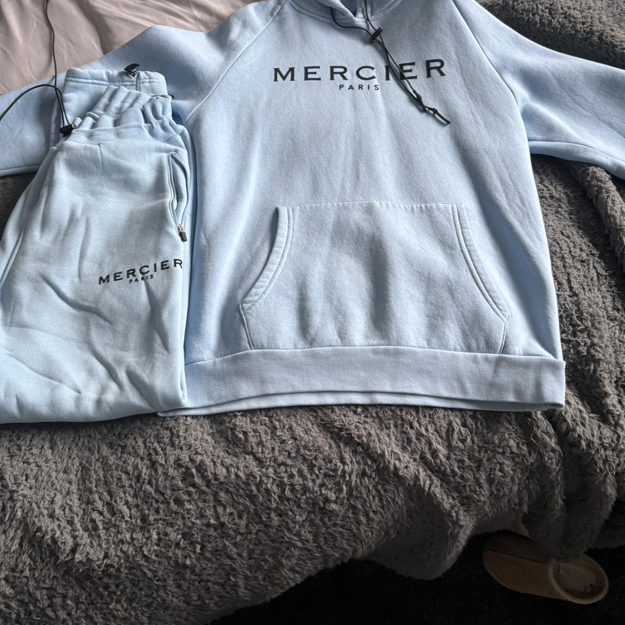 Large kids Mercier baby blue tracksuit both bottoms... - Depop