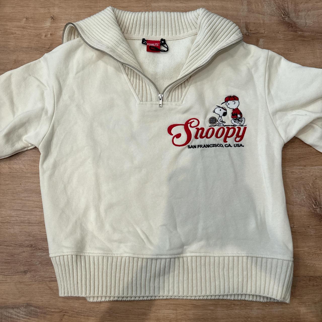 Zara snoopy foldover quarter zip - Depop