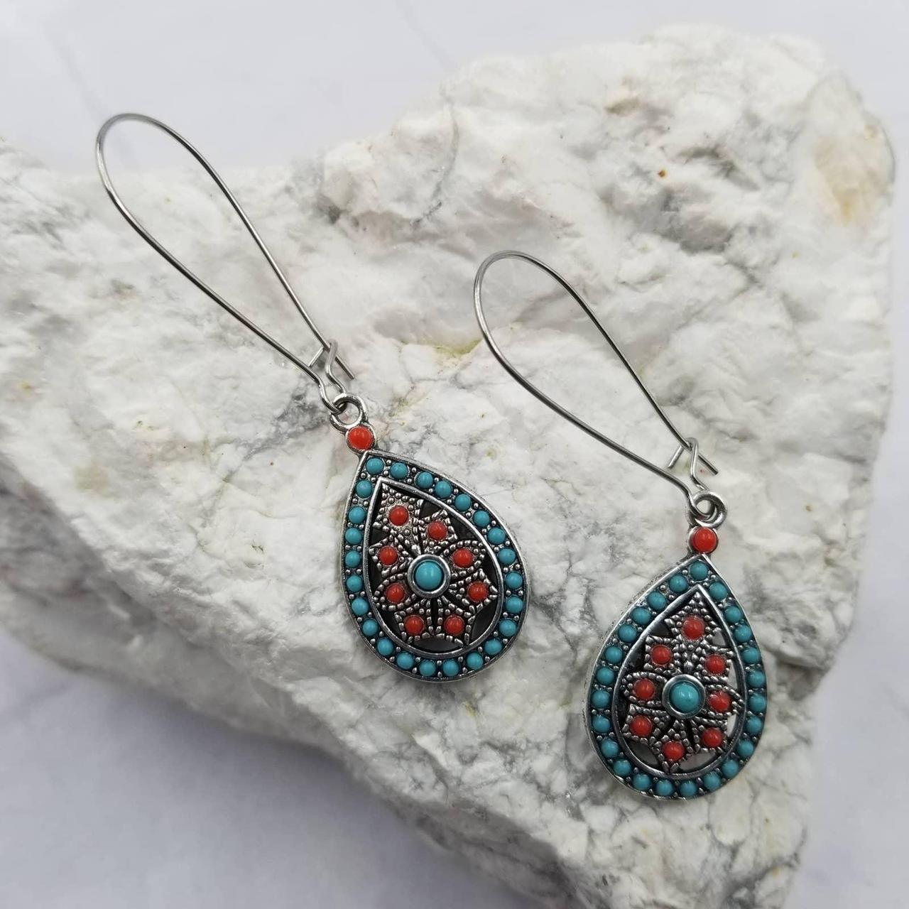 Turquoise and red on sale earrings