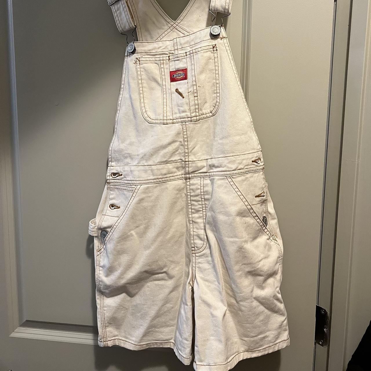 Dickies Women's Cream Dungareesoveralls Depop
