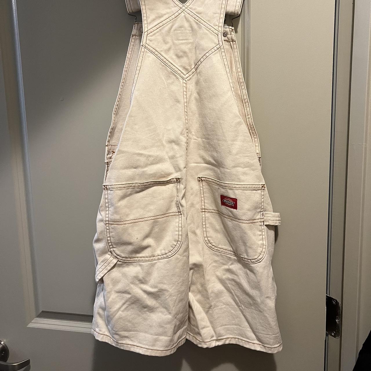 Dickies Women's Cream Dungareesoveralls Depop