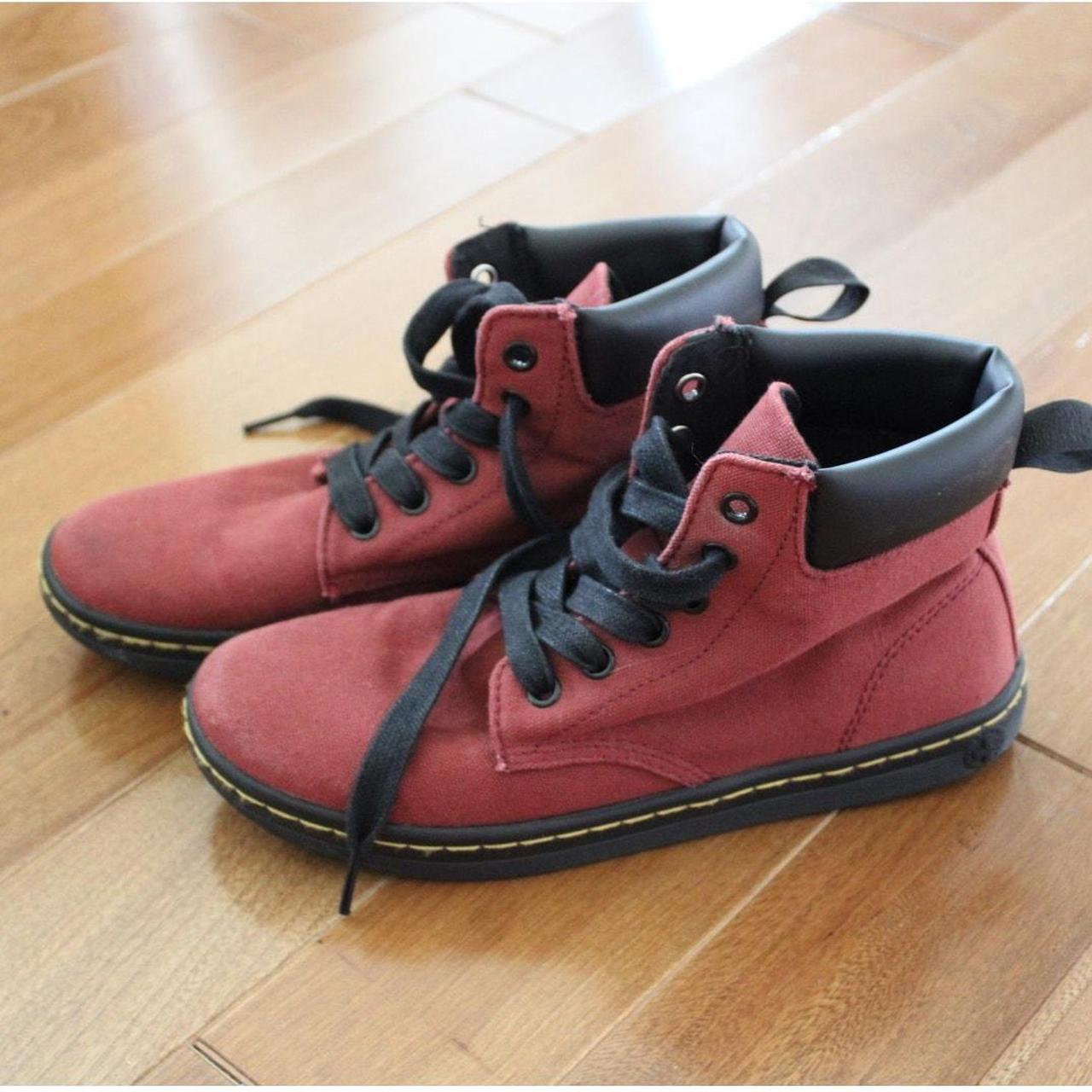 Dr Martens Maelly Canvas Boots in cherry red with. Depop