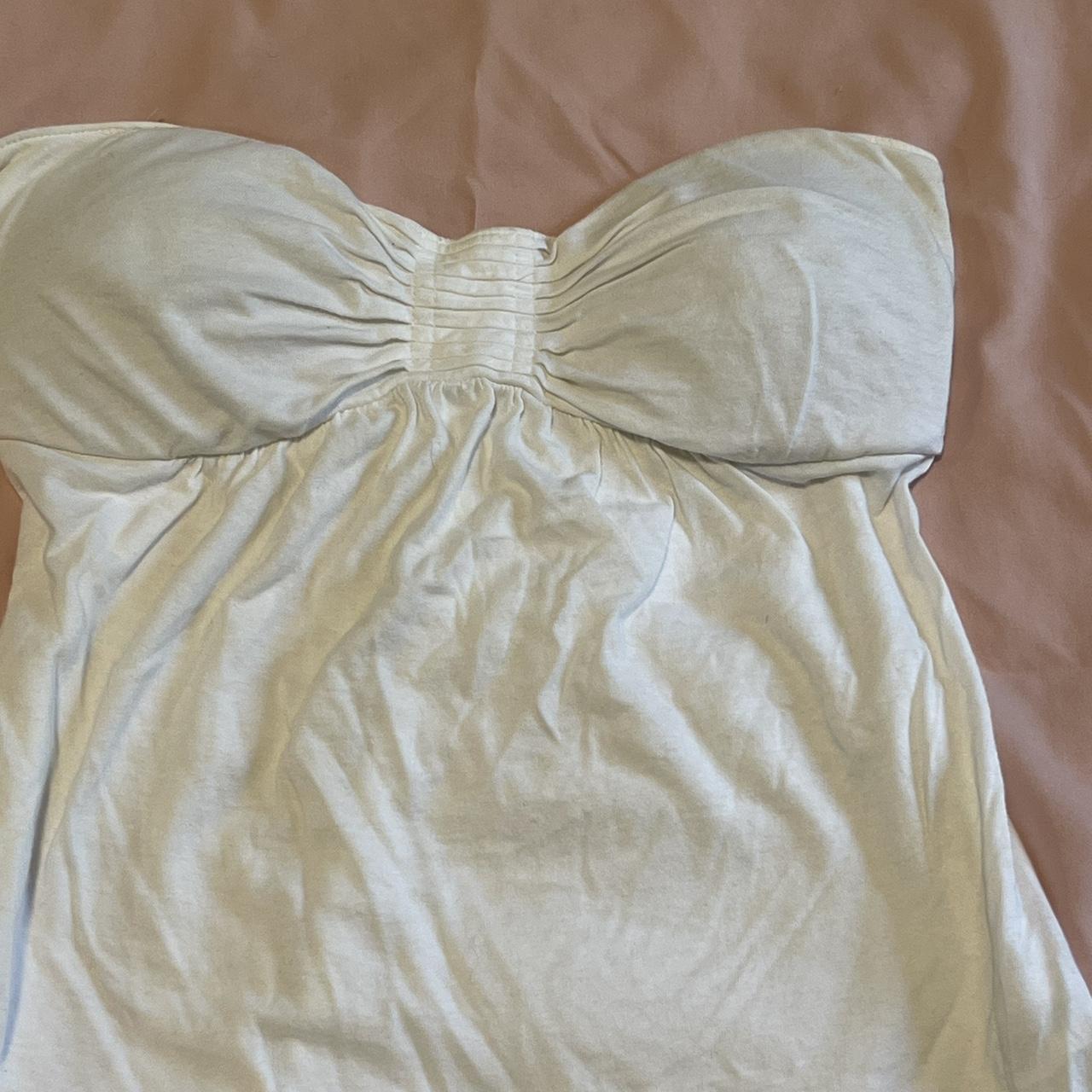 White Bow Bandeau Top Flowy White Strapless Top Depop