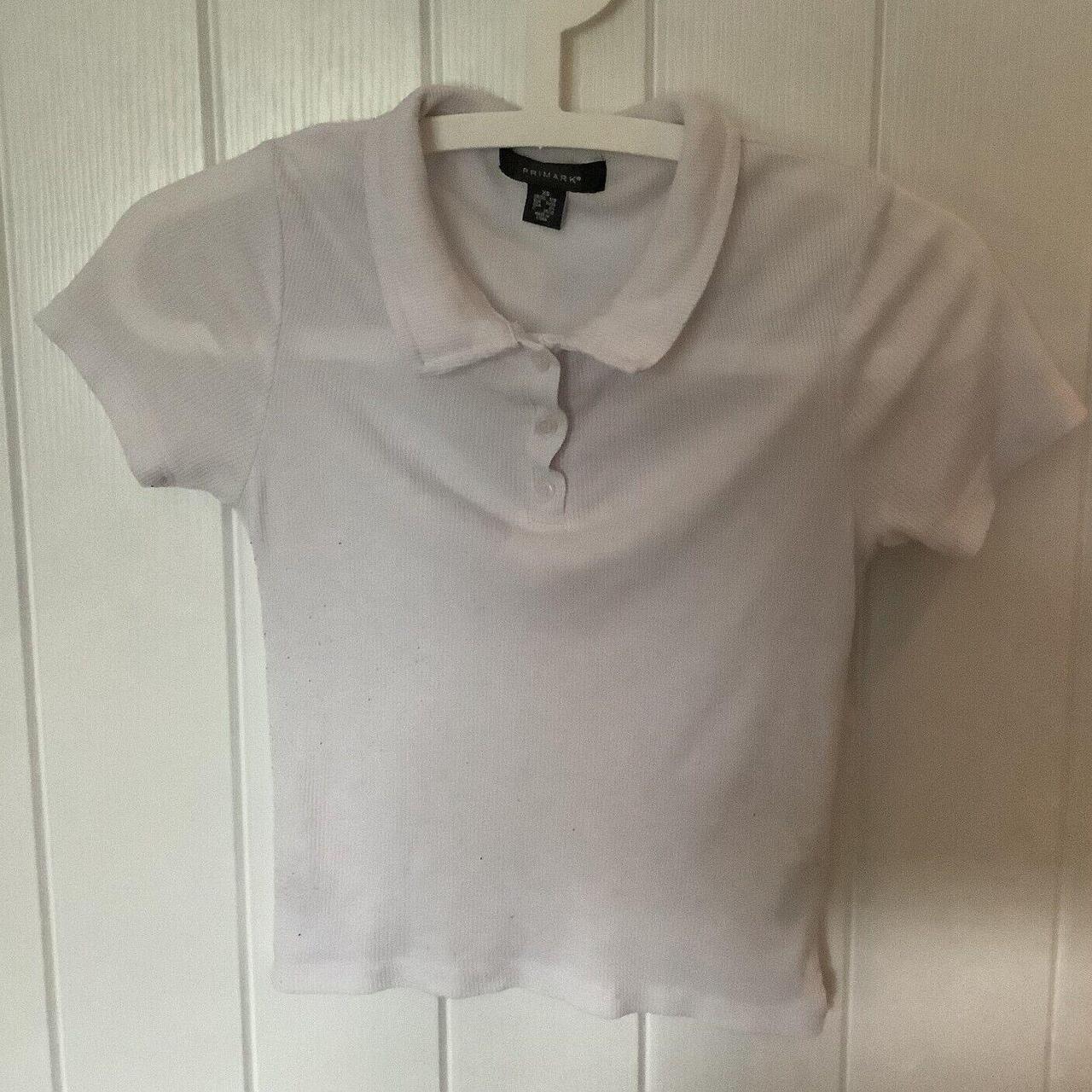 Primark Womens White Cropped Collar Polo Tee Size XS