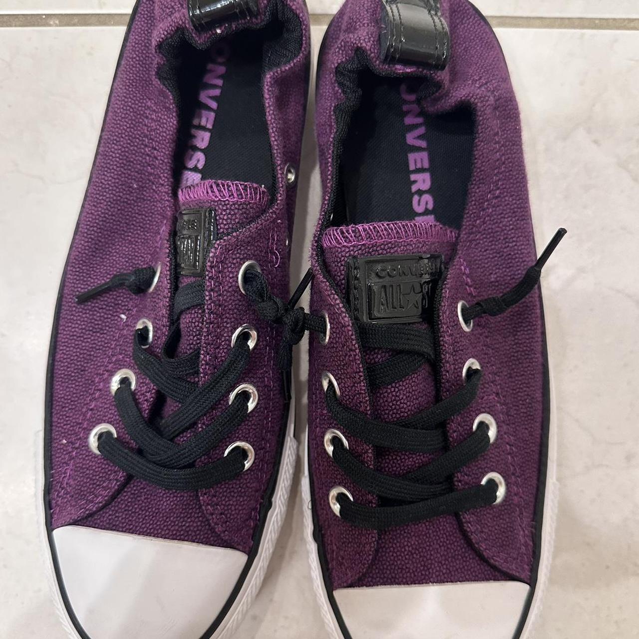 2016 Converse purple and black low top trainers