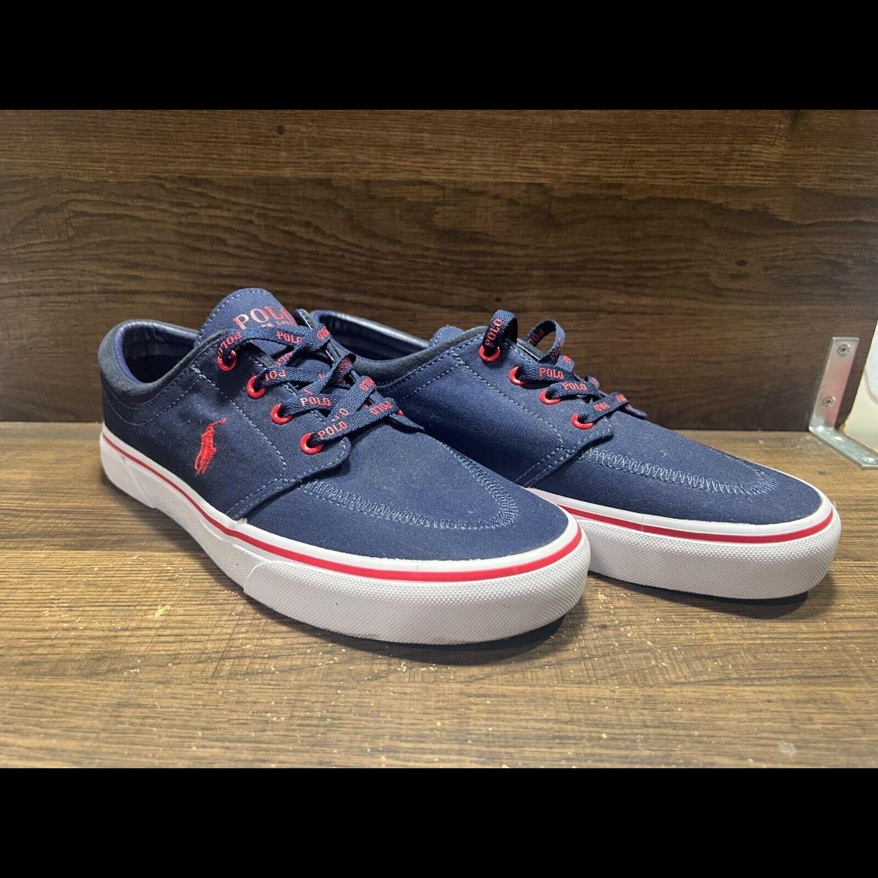 【POLO RALPH LAUREN】メンズ Faxon X キャンバス スニーカー Amazon.com | POLO RALPH LAUREN Men's Faxon X Sneaker, Moss