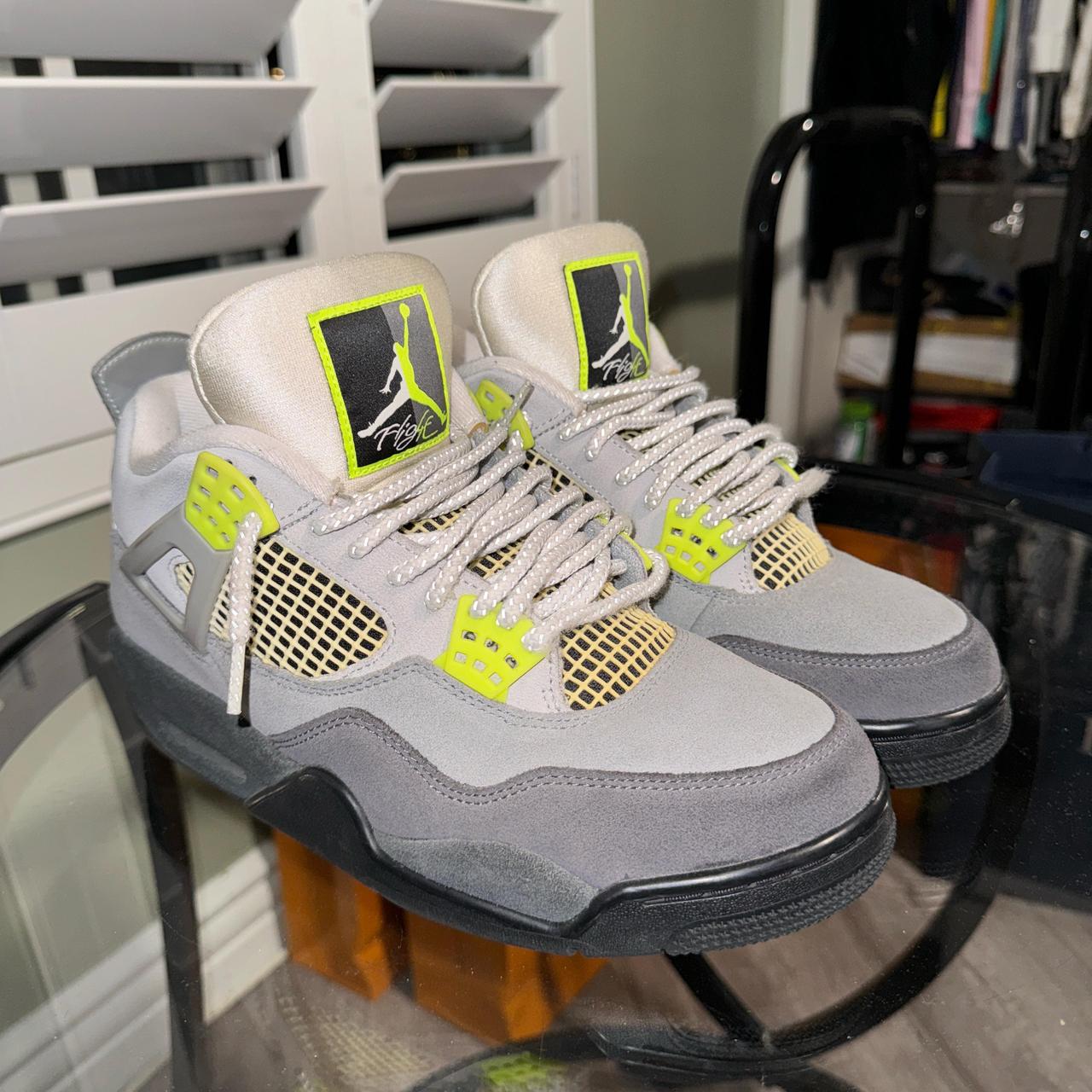 lime green and grey jordan 4
