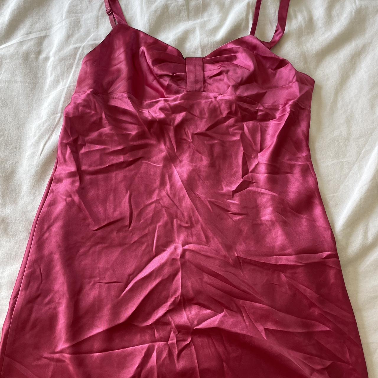 Hot pink slip dress Depop