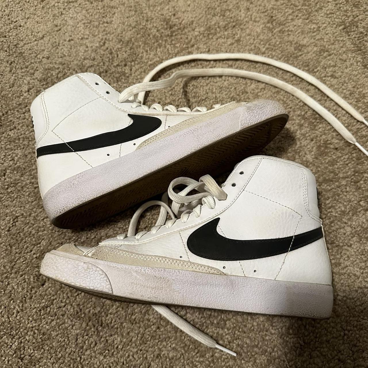 White Nike Blazer High Top Shoes. Size 5... - Depop