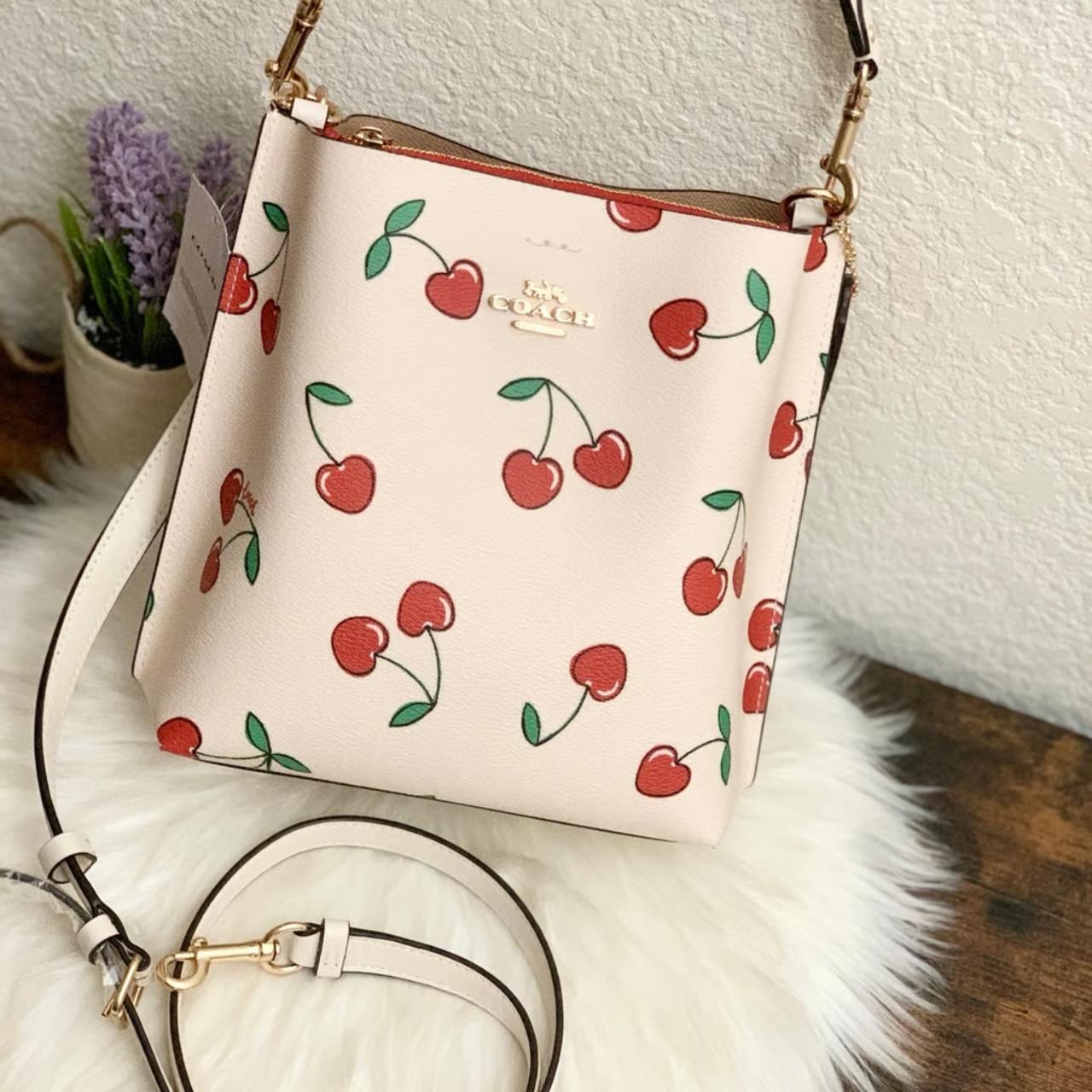 Coach Mollie Bucket 22 With Heart Cherry newest Print