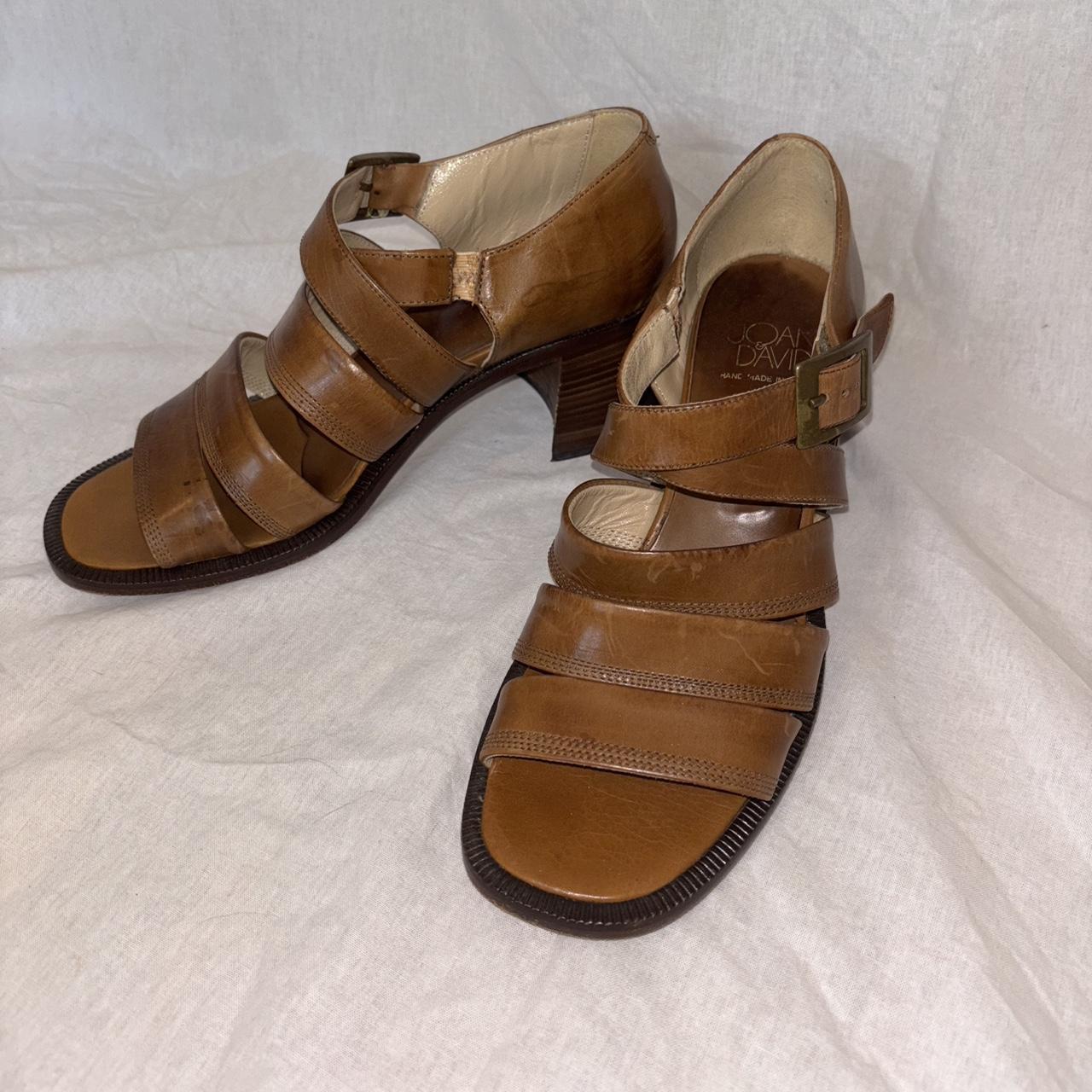 Women's Sandals - Brown/Tan - US 10 – Vintage 90s Joan & David brown leather …