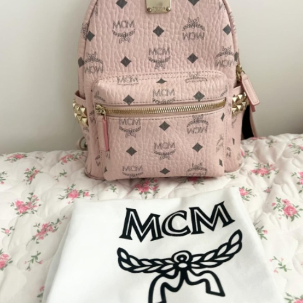 Pink MCM Mini studded backpack This bag is in. Depop