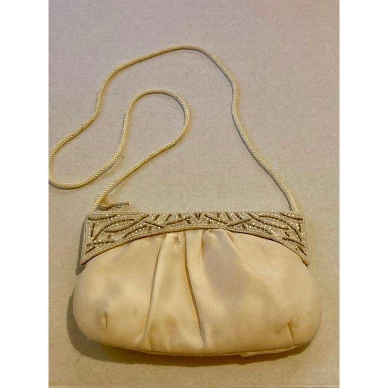 Vintage GENIE Cream Beaded Evening Bag Purse