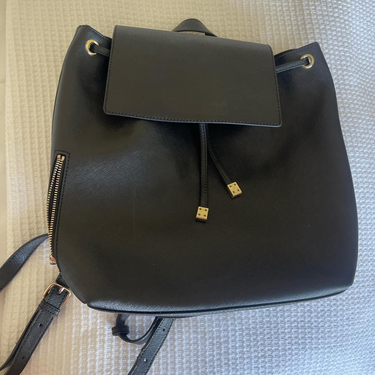 Barneys New York Black leather backpack gold