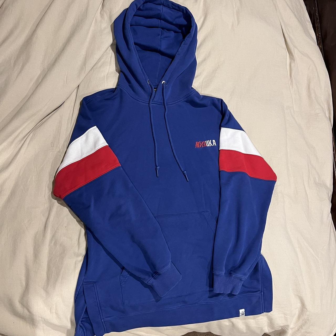 Mishka Worldwide NYC blue red white hoodie. Depop