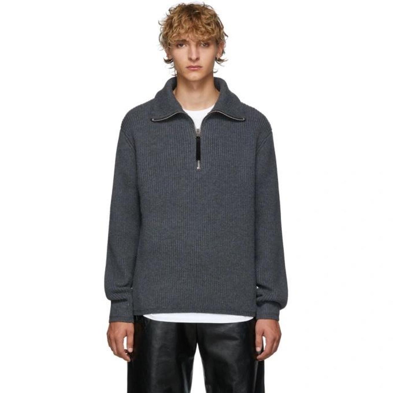 ACNE STUDIOS KORMAN HALF-ZIP SWEATER - RIPPED GRAY... - Depop