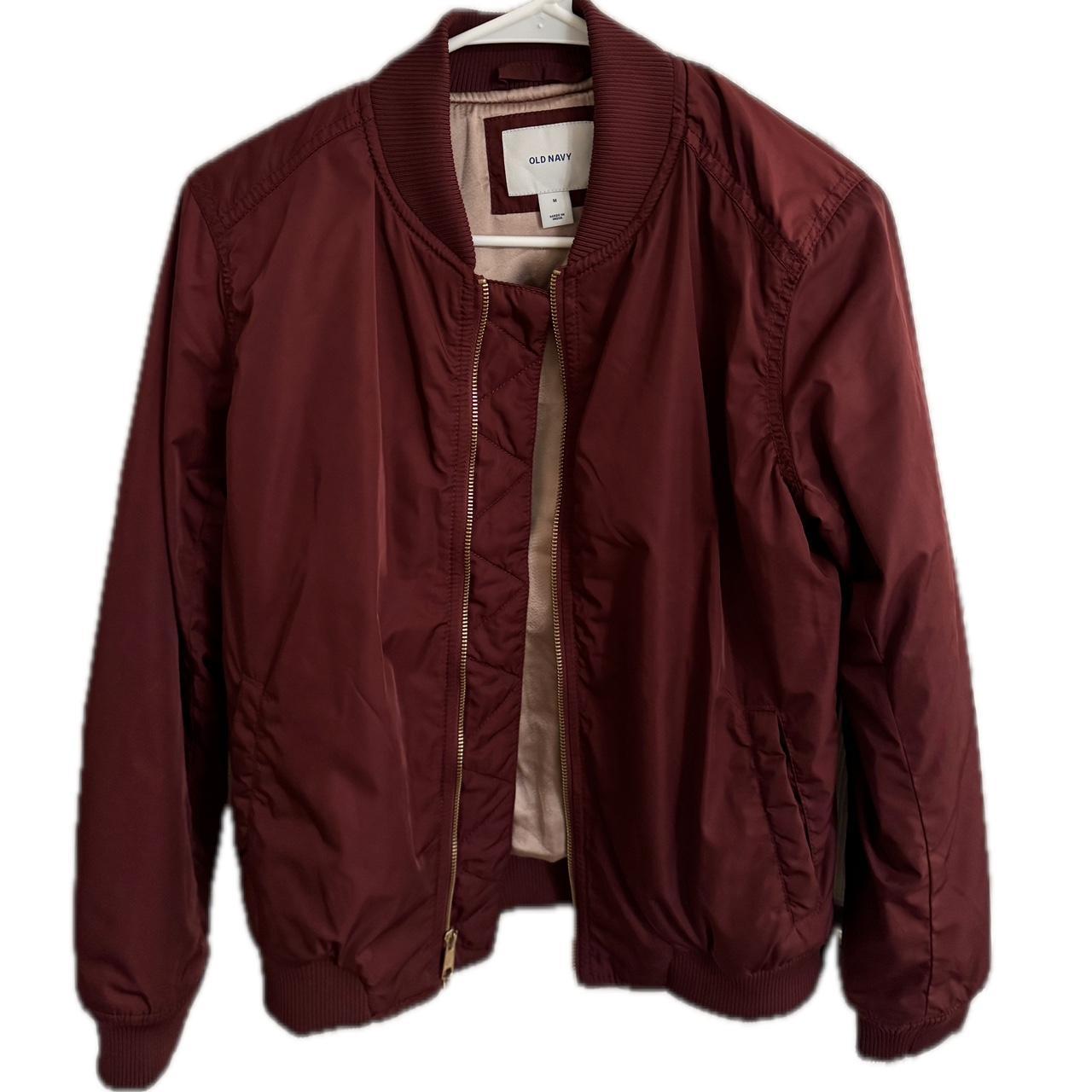 Old Navy Burgundy Bomber Jacket Size M Gold zipper