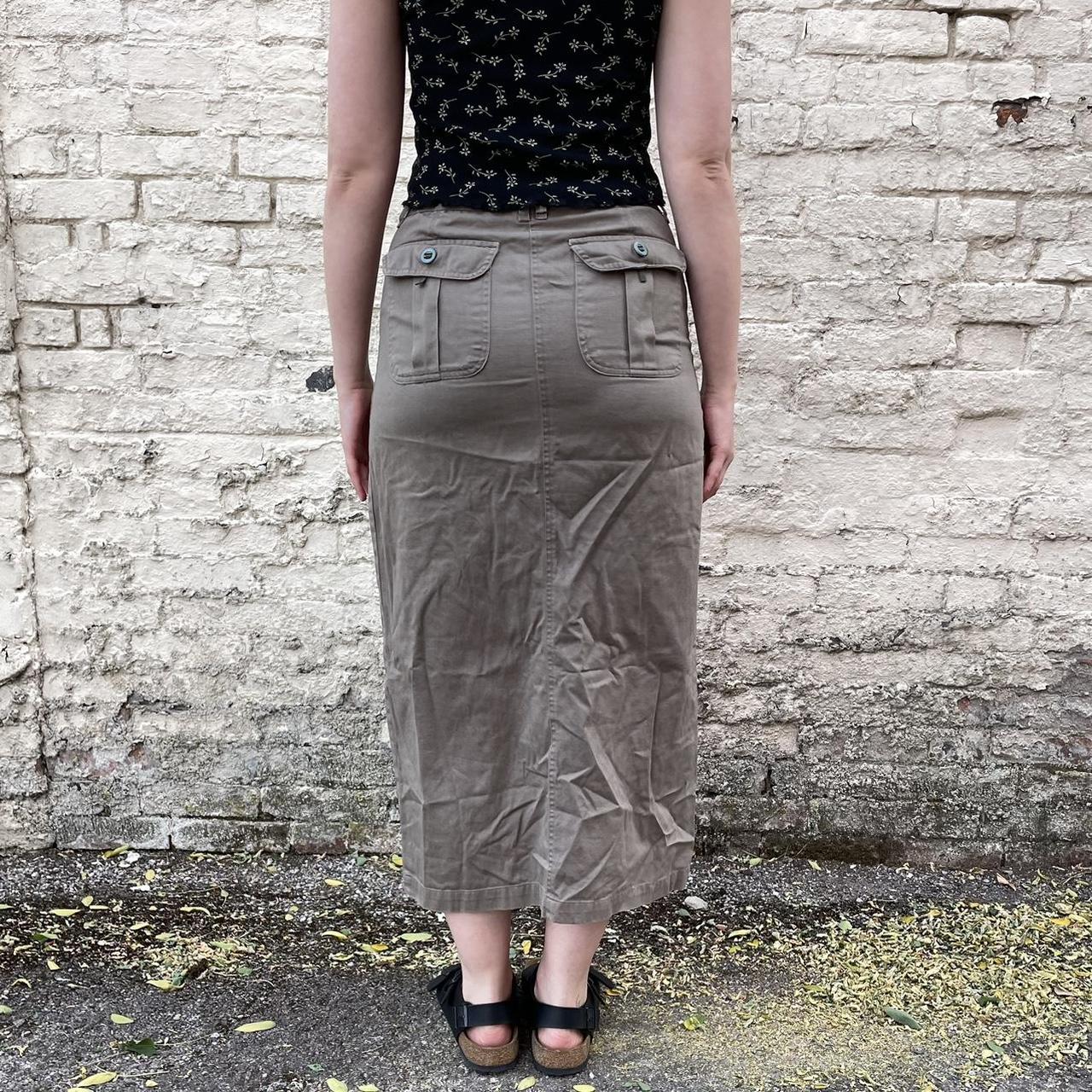 FREE POSTAGE! Green/khaki midi cargo skirt with... - Depop