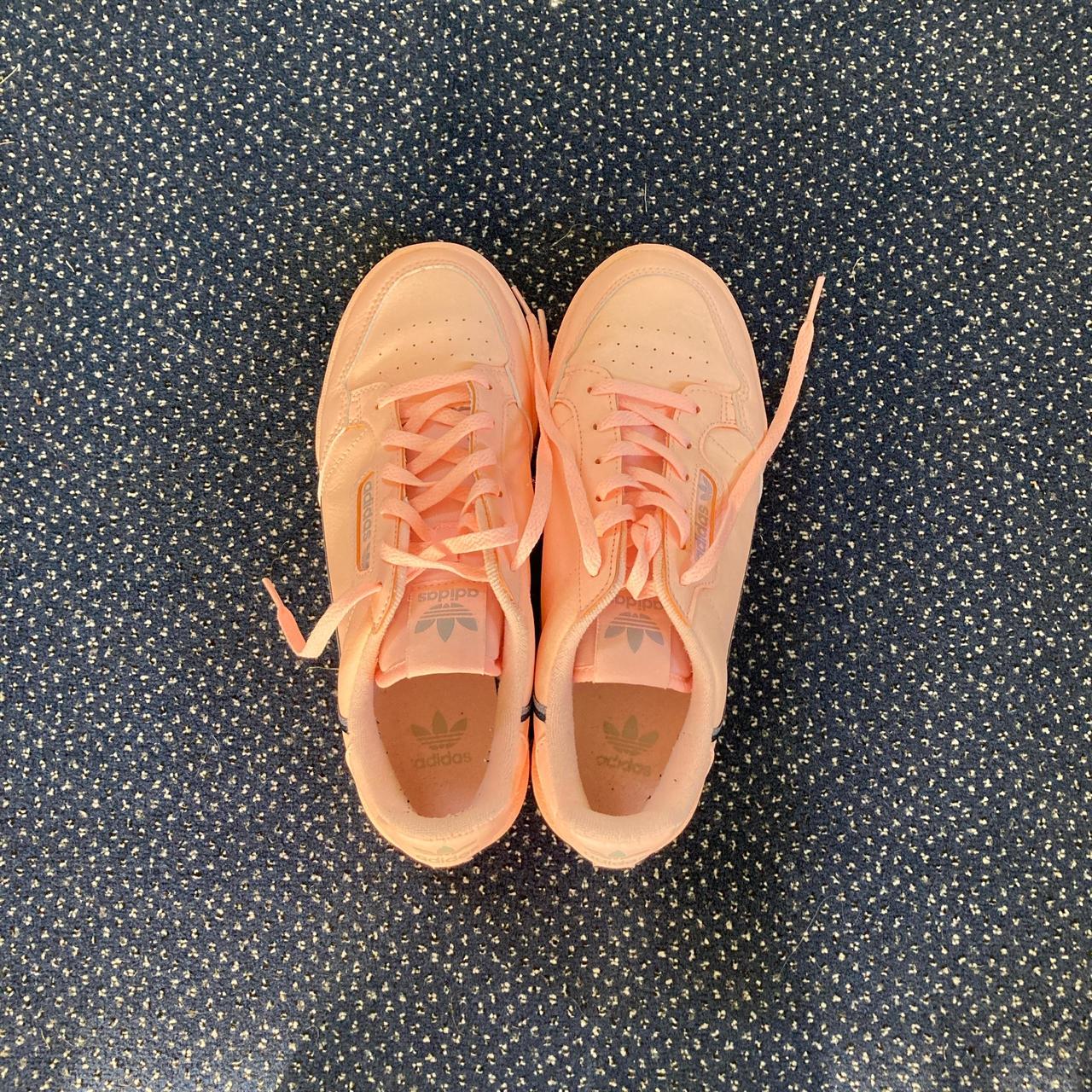 Peach addidas continental 80. Worn but no signs of wear Depop