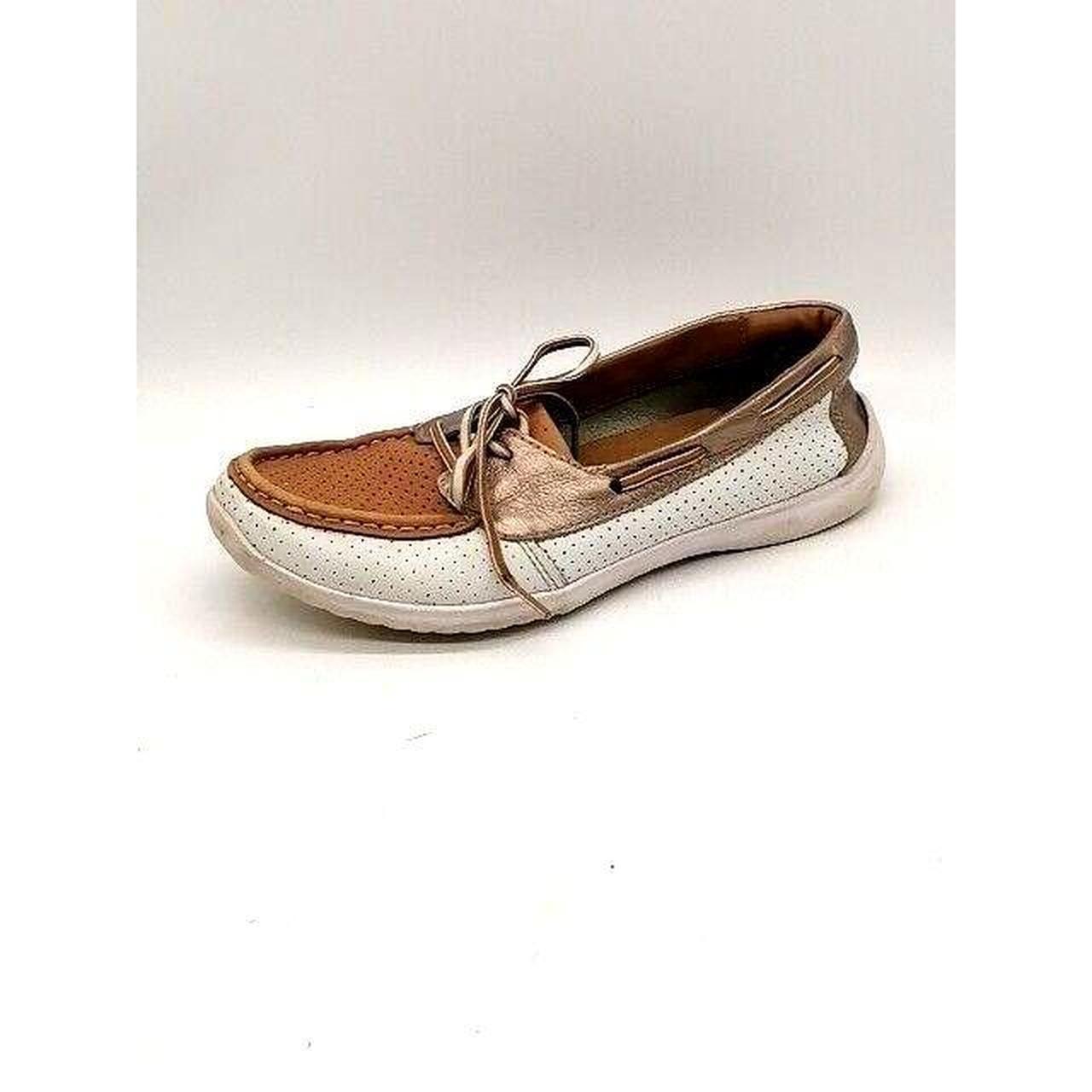 Clarks Shoes Womens Boat Beige 7.5 Leather Laces. Depop