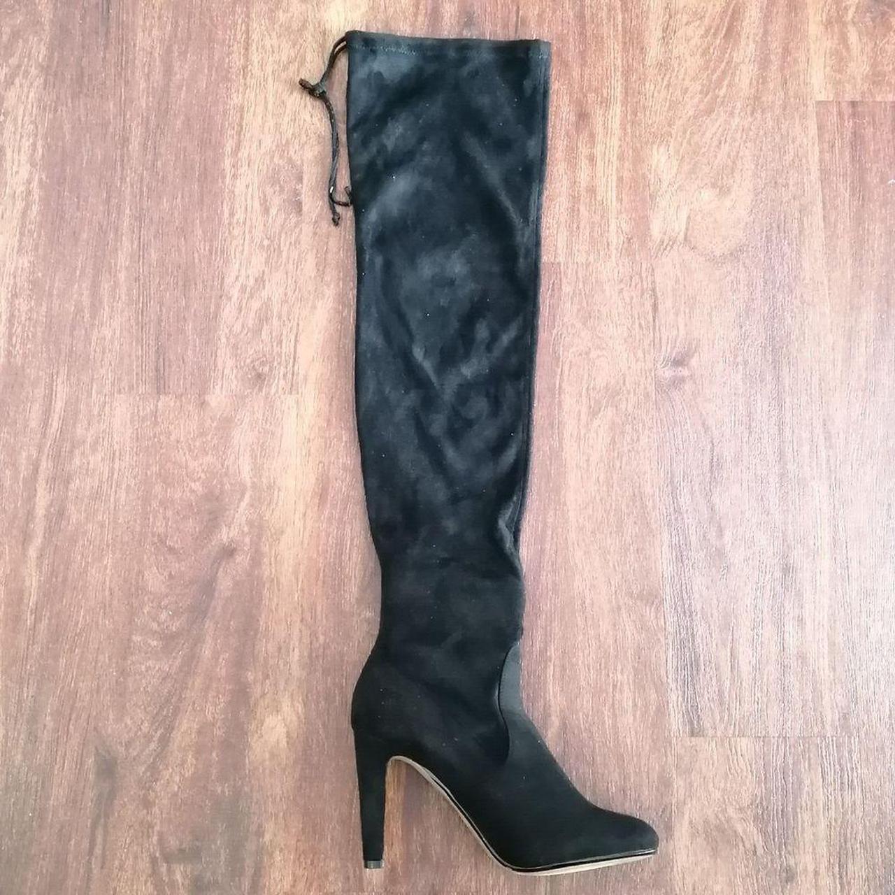 Express Womens Boots Black Fabric Over the Knee Pull. Depop