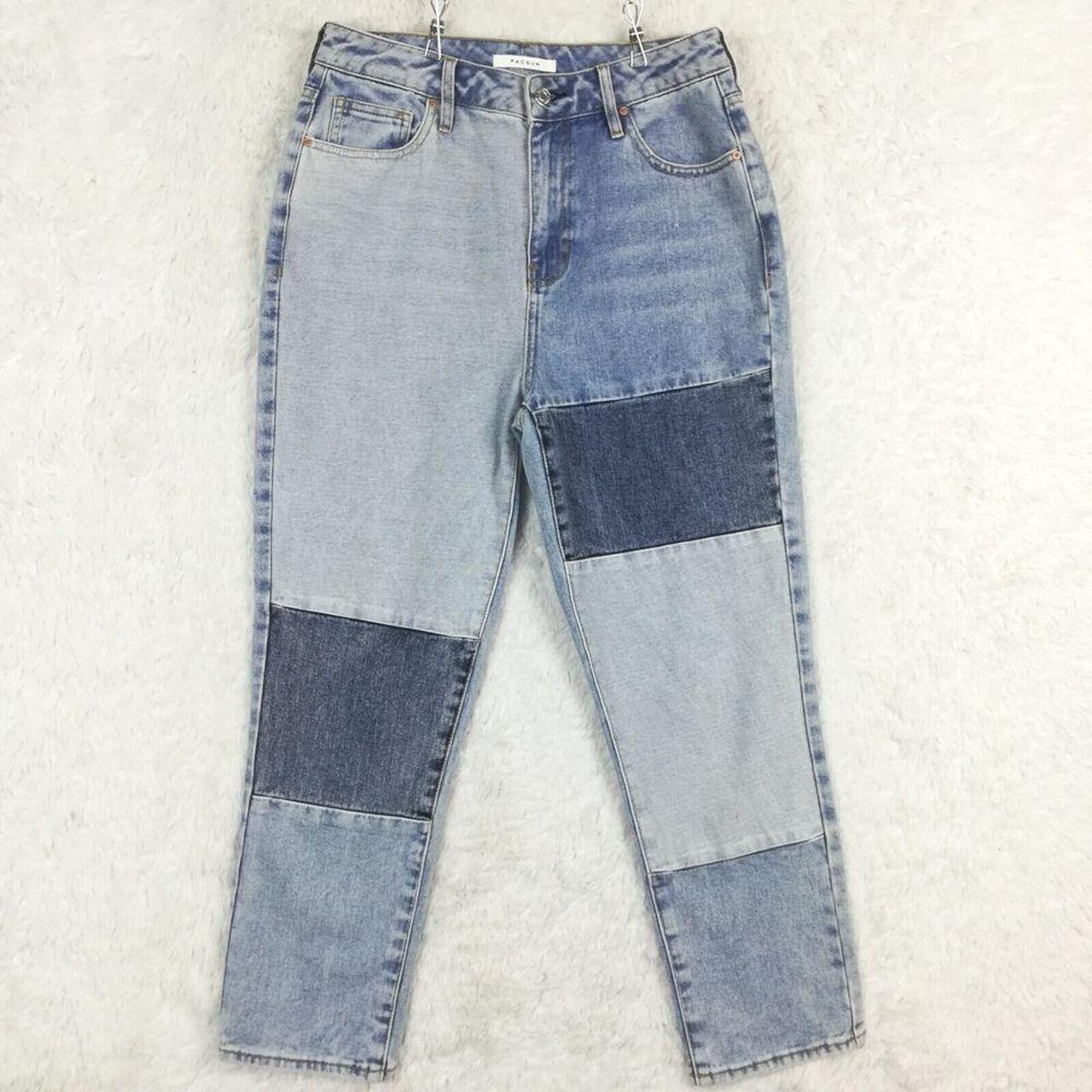 PacSun Women's Jeans - Blue - 27" – Pacsun Womens Mom Jeans Patchwork Colorblock Denim …