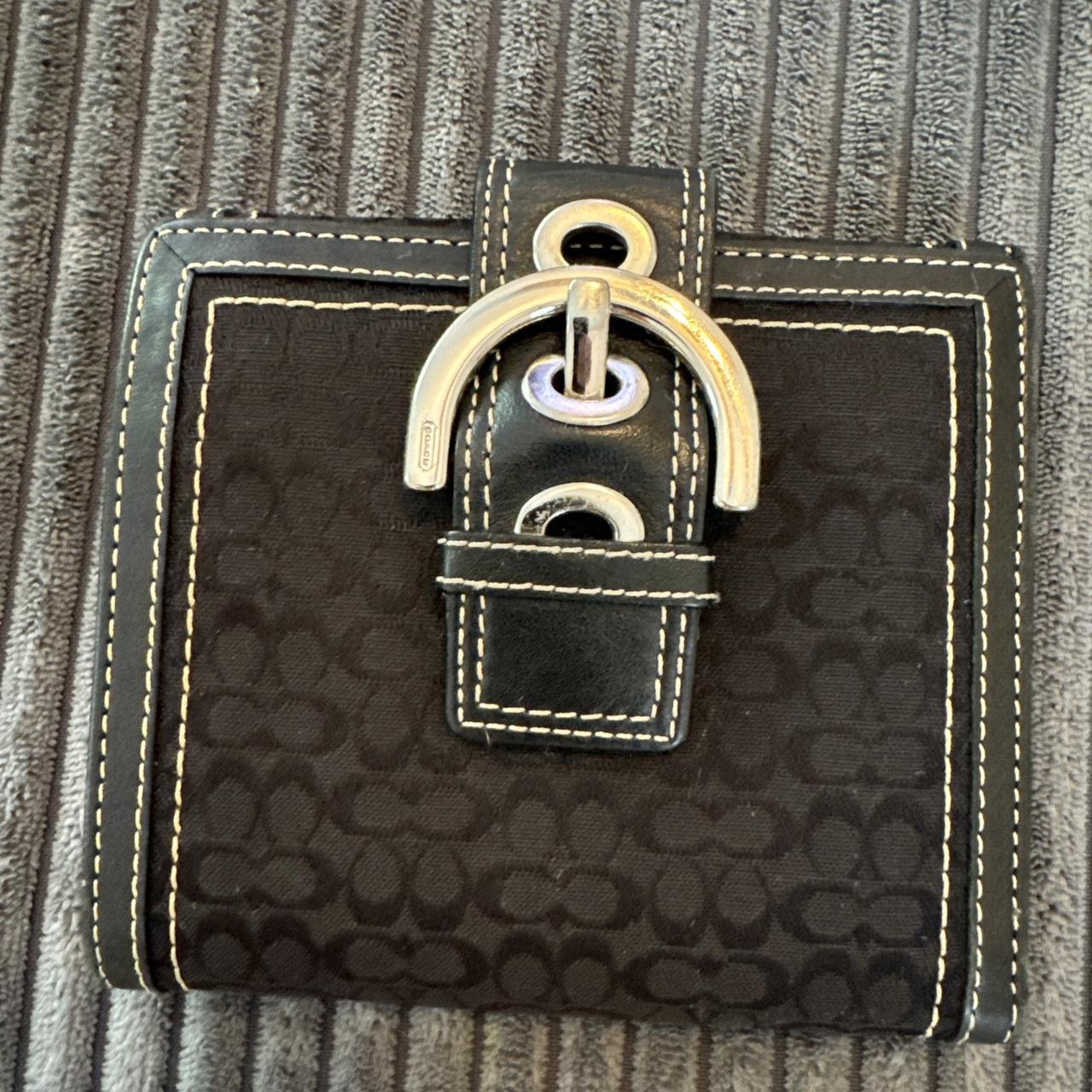 Vtg Coach Soho Black Leather Canvas Bifold Wallet  | Depop
