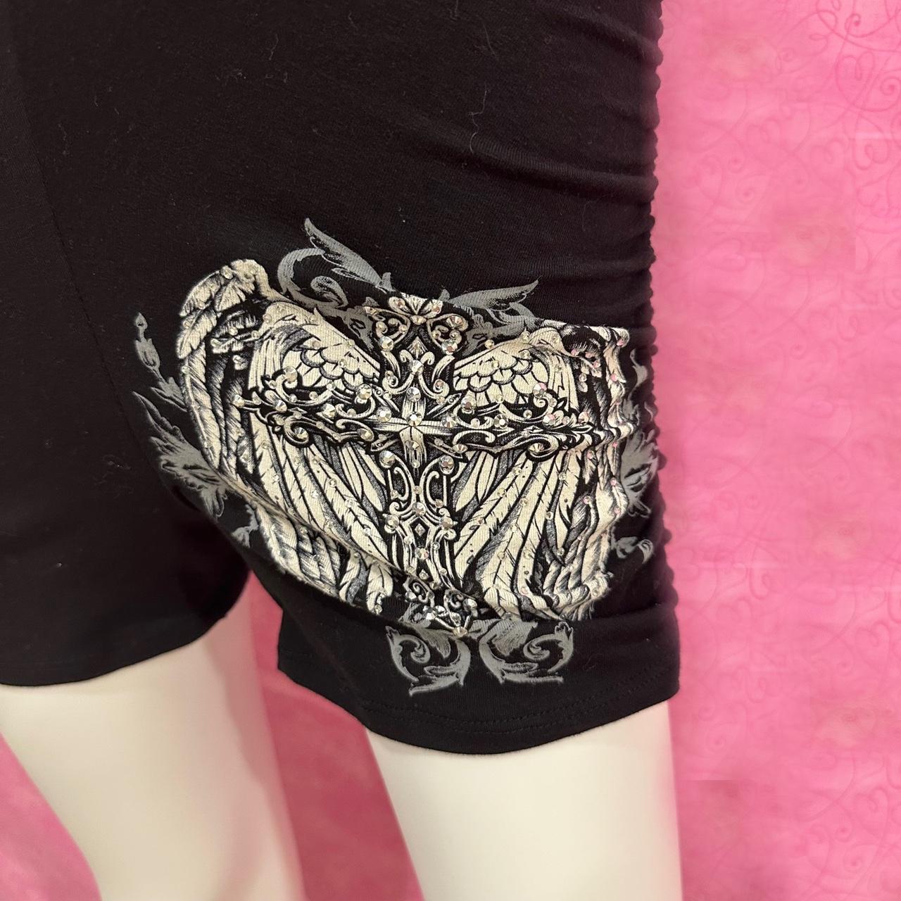 trashy y2k bedazzled mcbling black tube crop top and | Depop