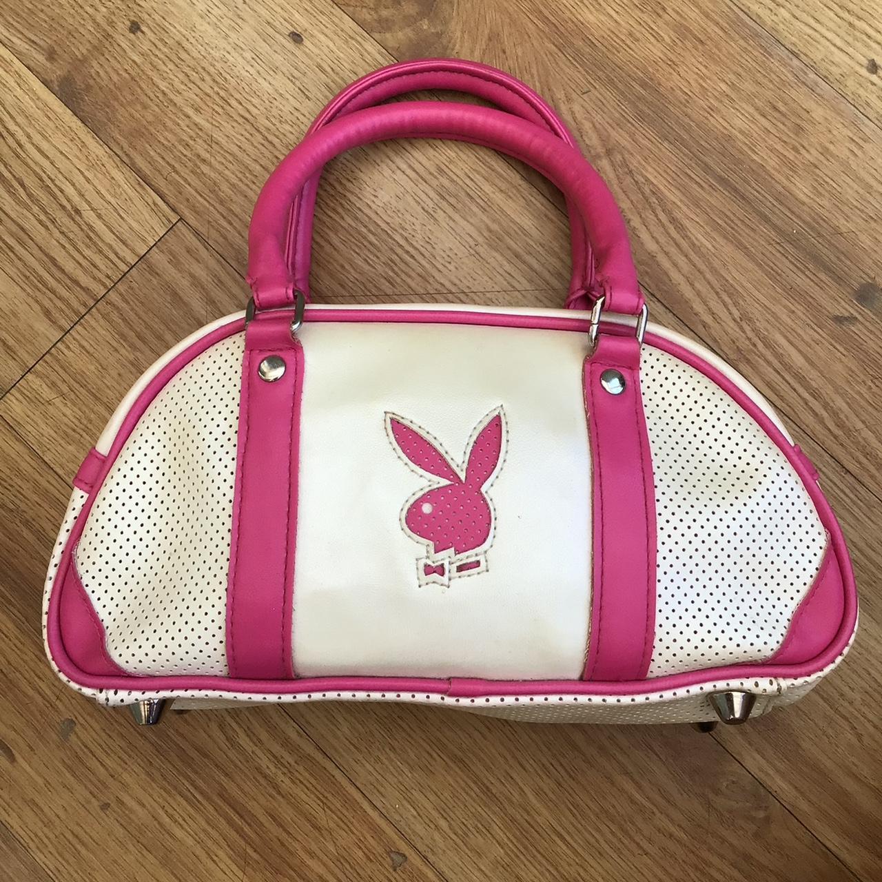 Playboy mini handbag Pink and cream with bunny logo... Depop
