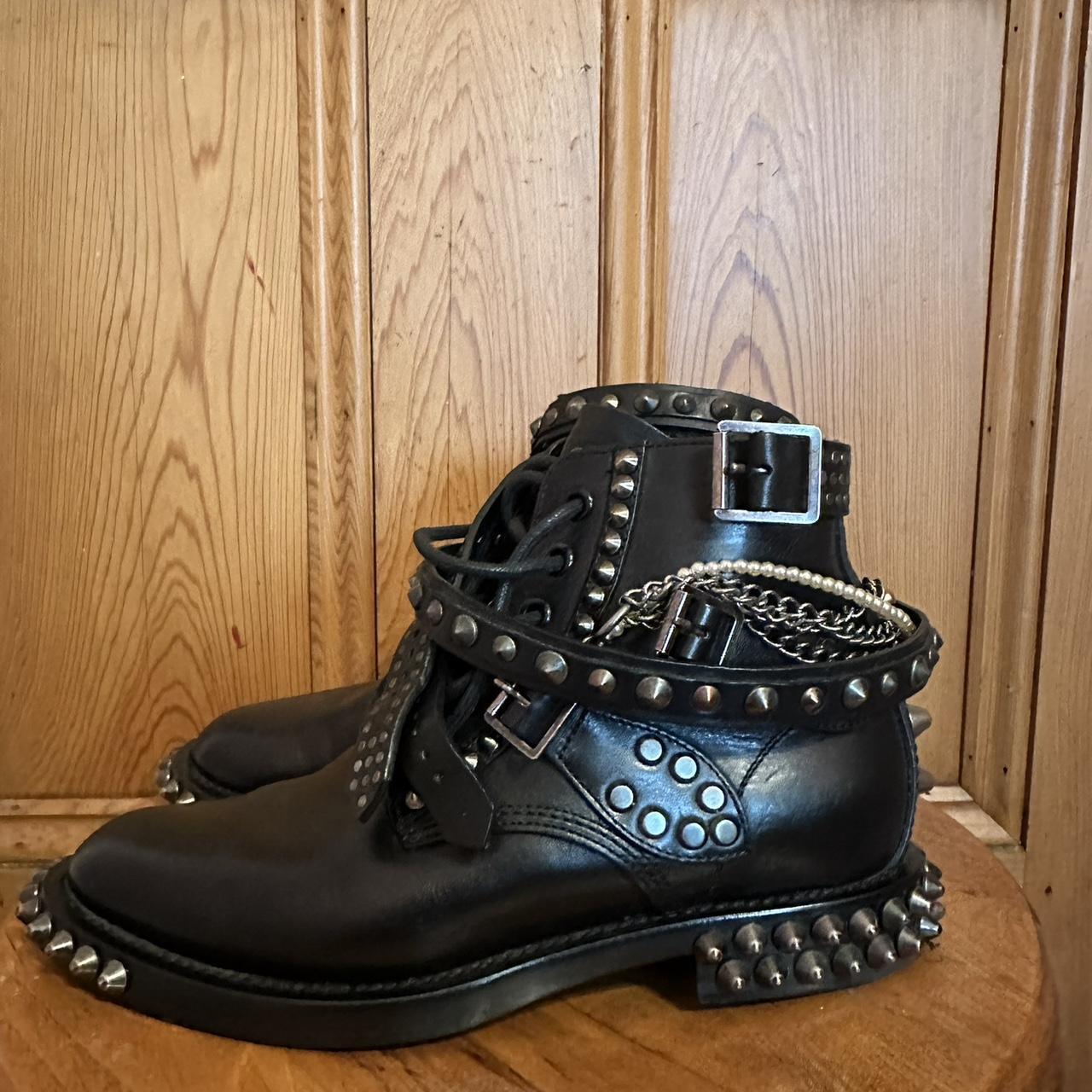 Saint Laurent Paris studded chain pearl moto combat