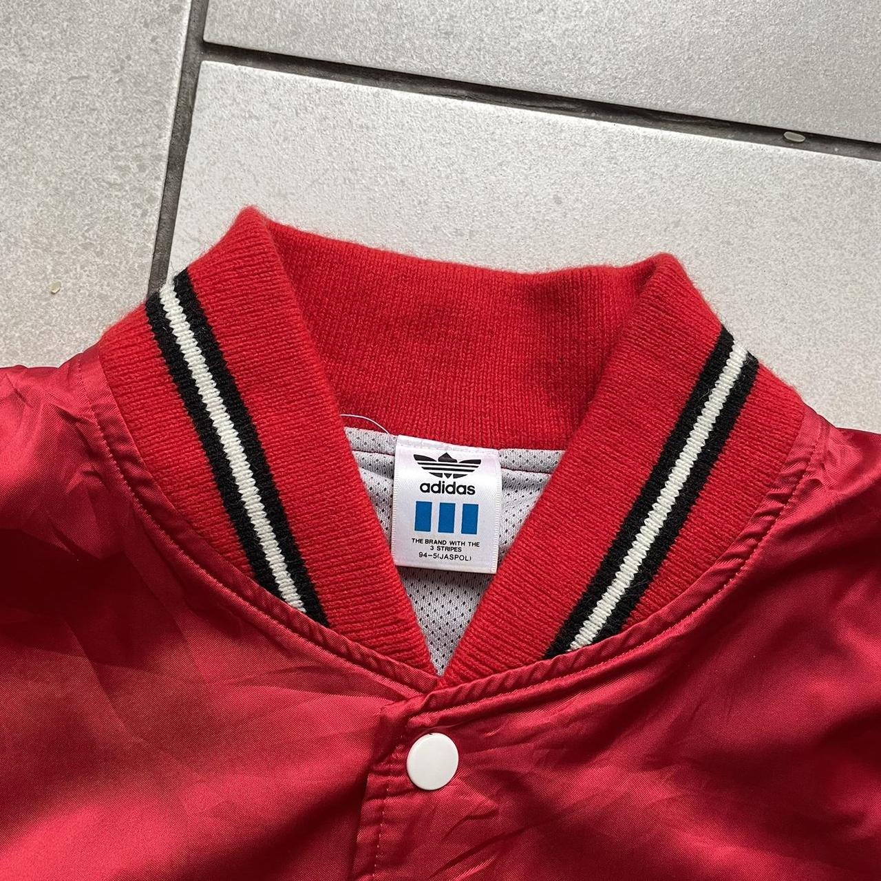 Red silk vintage Japanese adidas bomber varsity | Depop