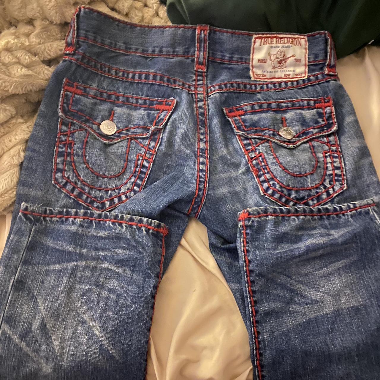 True Religion Jeans Men Red Stitching Straight Jean True Religion