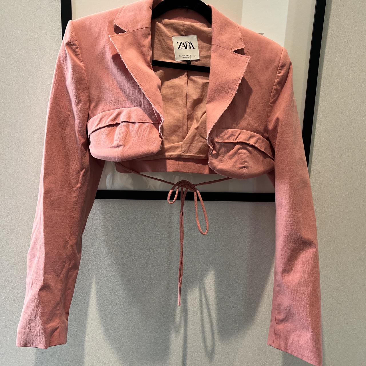 Small Zara cropped blazer Dusty rose color Depop