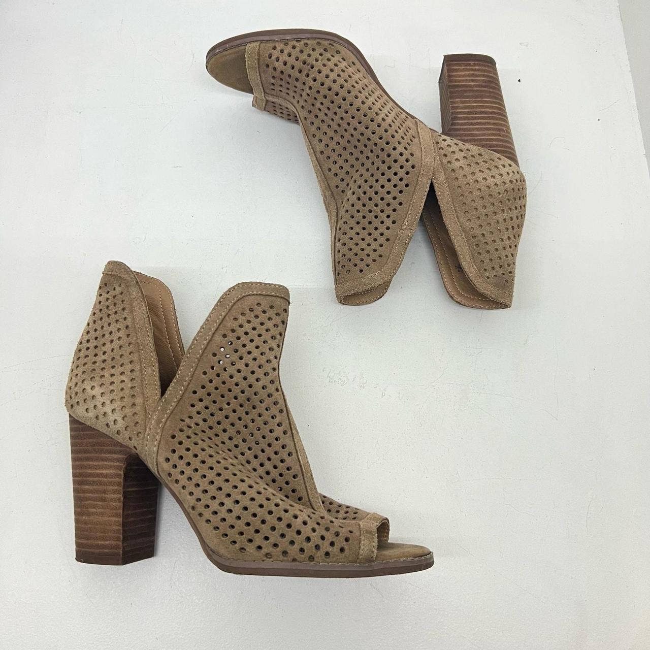 Lucky Brand Larise Tan Perforated Suede Ankle open. Depop