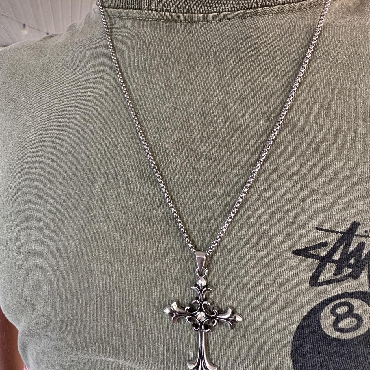 French Christian gothic cross necklace Brand... - Depop