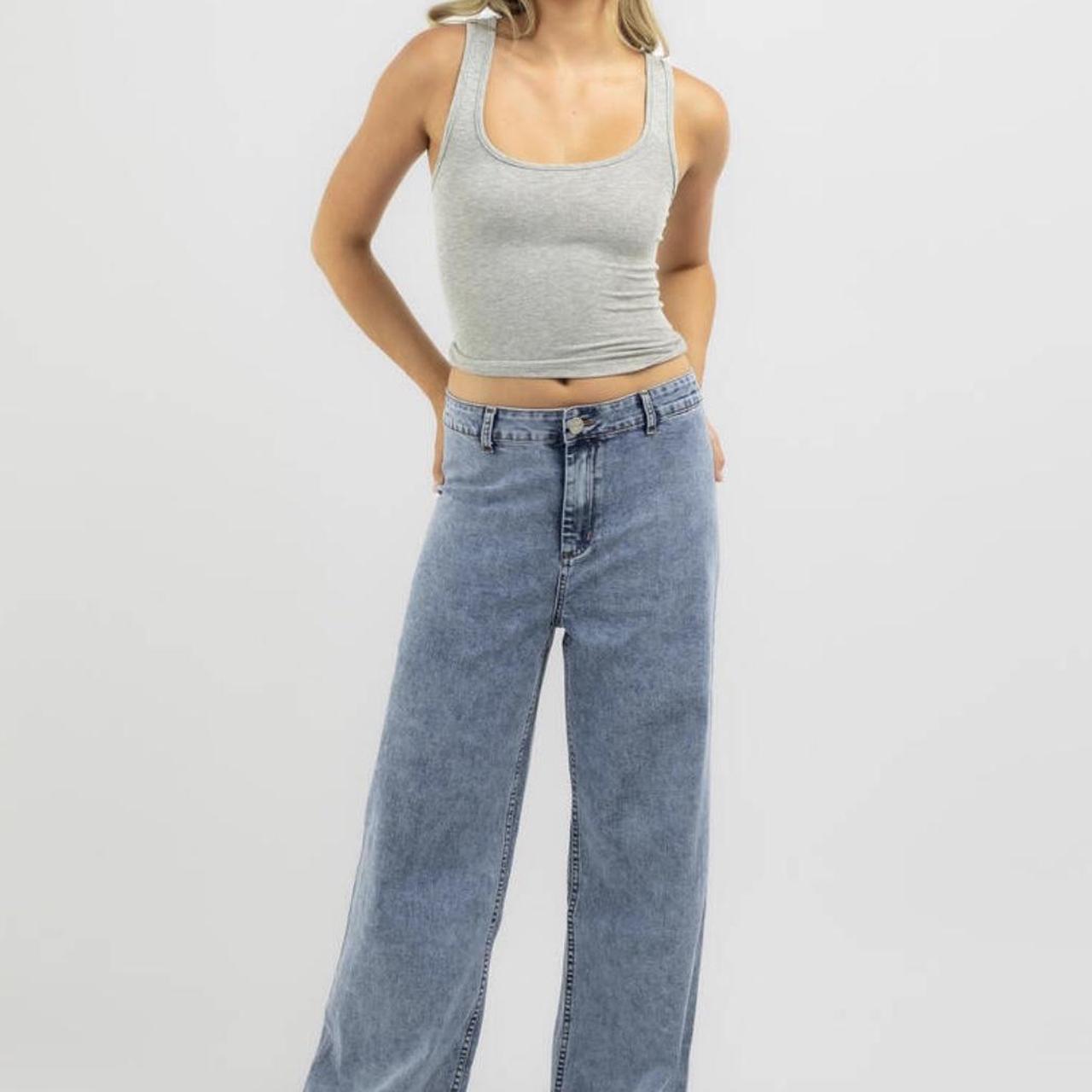 city beach high waisted fray jeans, size uk 4,