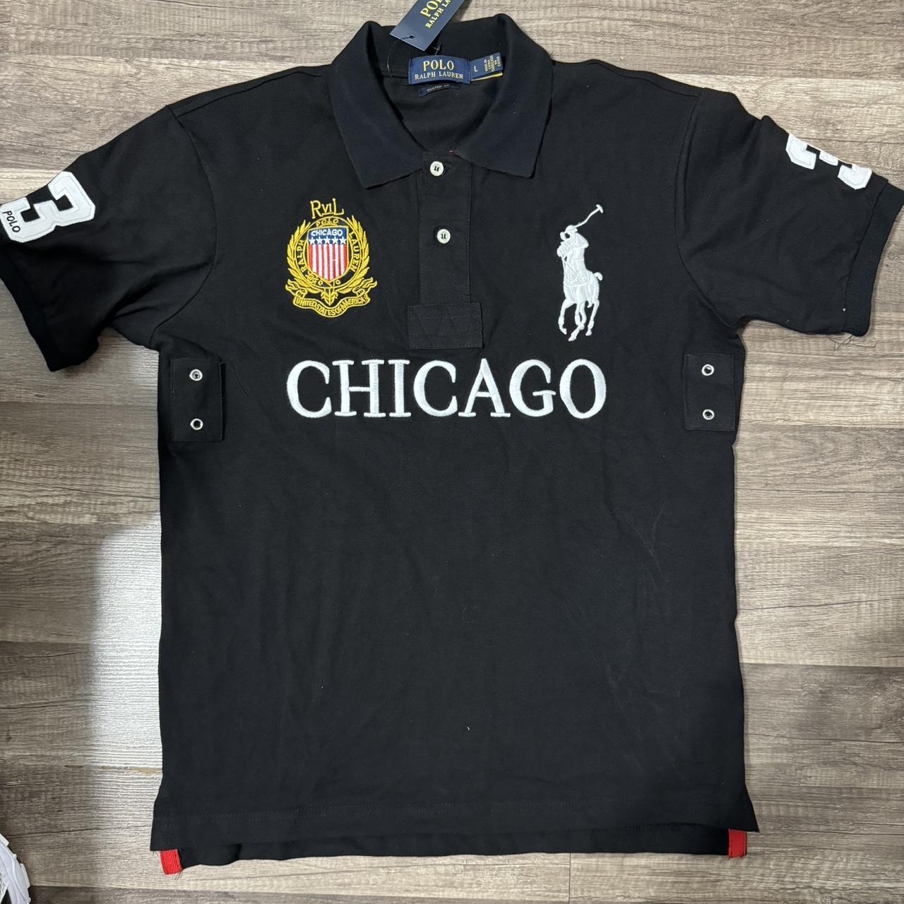 Polo Ralph Lauren black and white polo shirt Chicago | Depop
