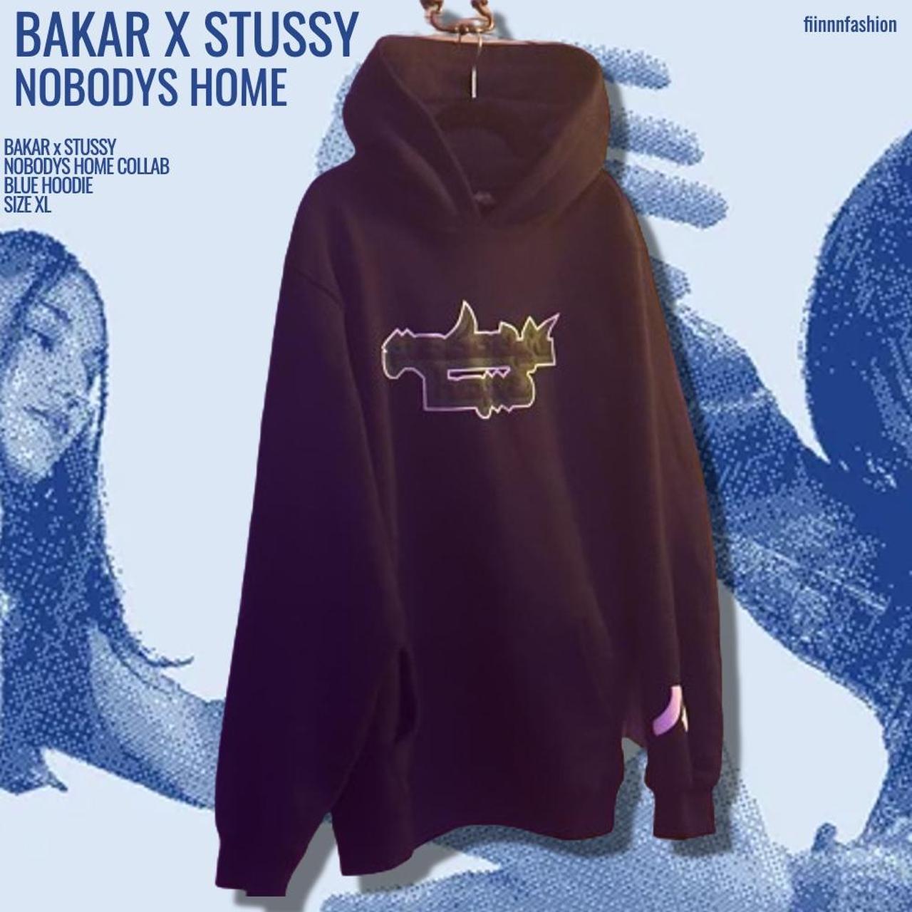 ★関税込★Stussy★Stussy Bakar Nobody’s Home Hoodie Navy★ BAKAR X STÜSSY NOBODYS HOME HOODIE SIZE XL NAVY | Depop