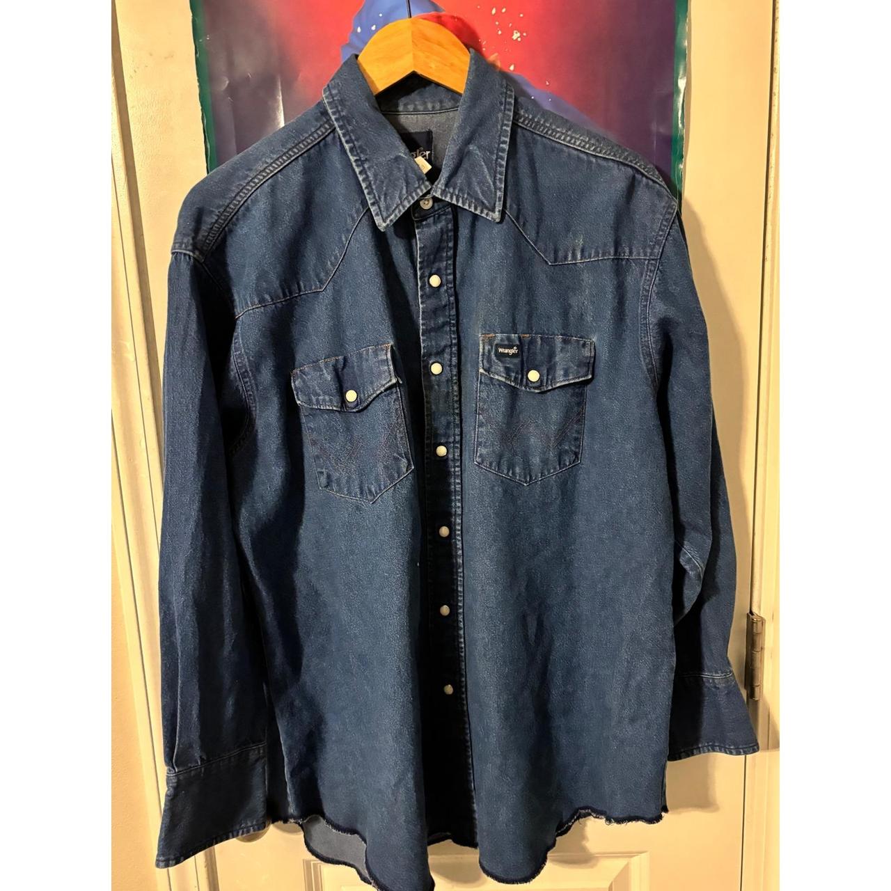 Wrangler Men's Shirt - Blue – Wrangler 90s Mens D… - image 4