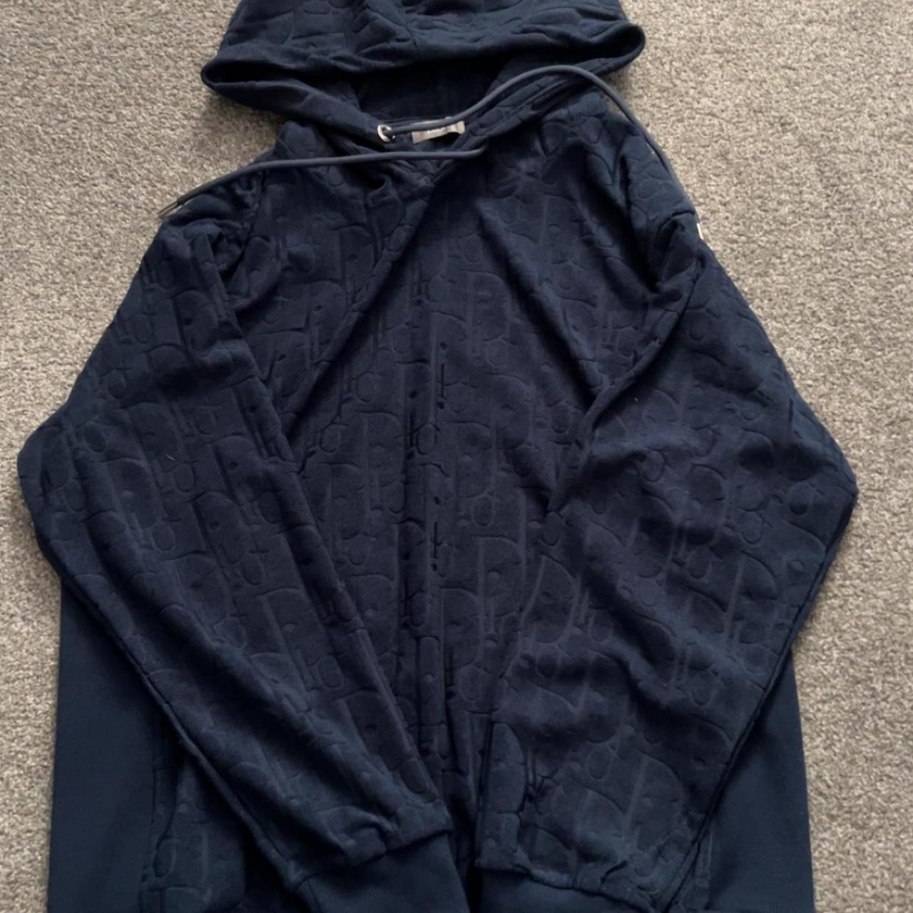 Navy Blue Terry Dior Oblique Jacquard Cotton Terry Hoodie Dior