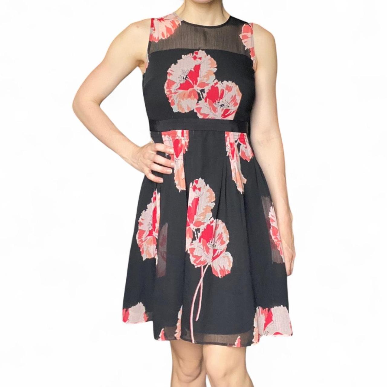 Ann Taylor Women's Dress Black/Pink – Black and pink floral
