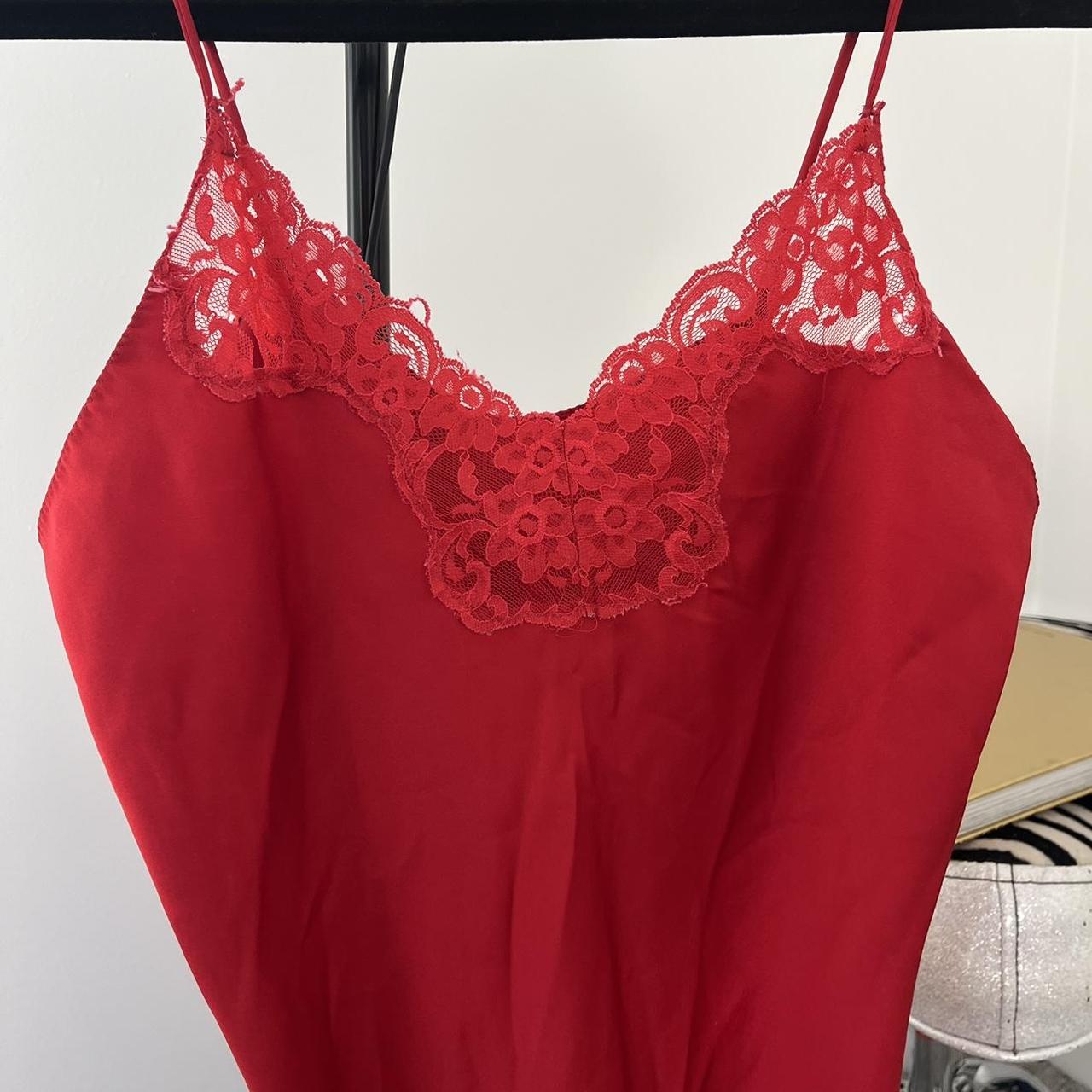 Vintage Victoria’ Secret red slip dress with lace... - Depop